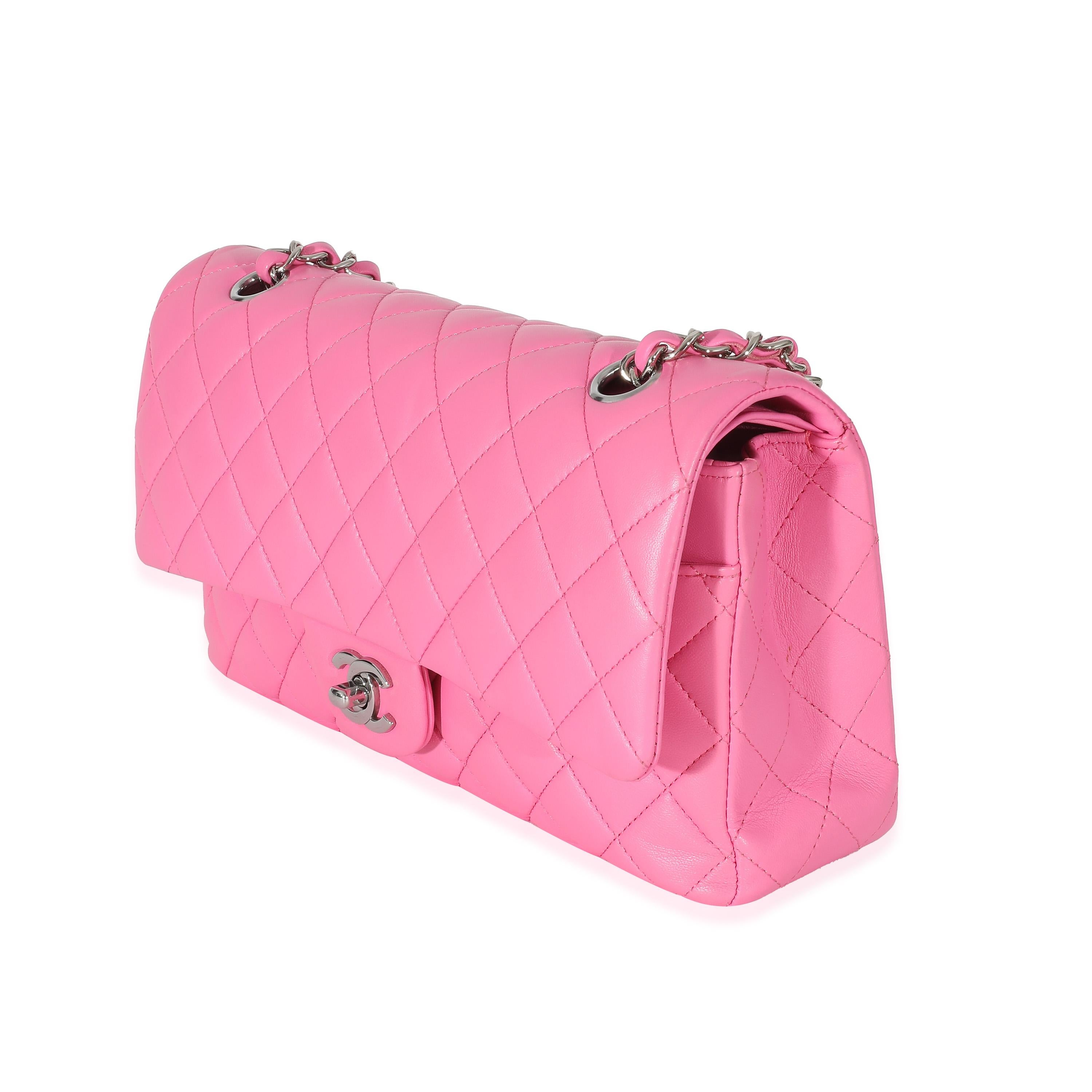 Chanel Pink Quilted Lambskin Medium Classic Double Flap Bag For Sale at ...