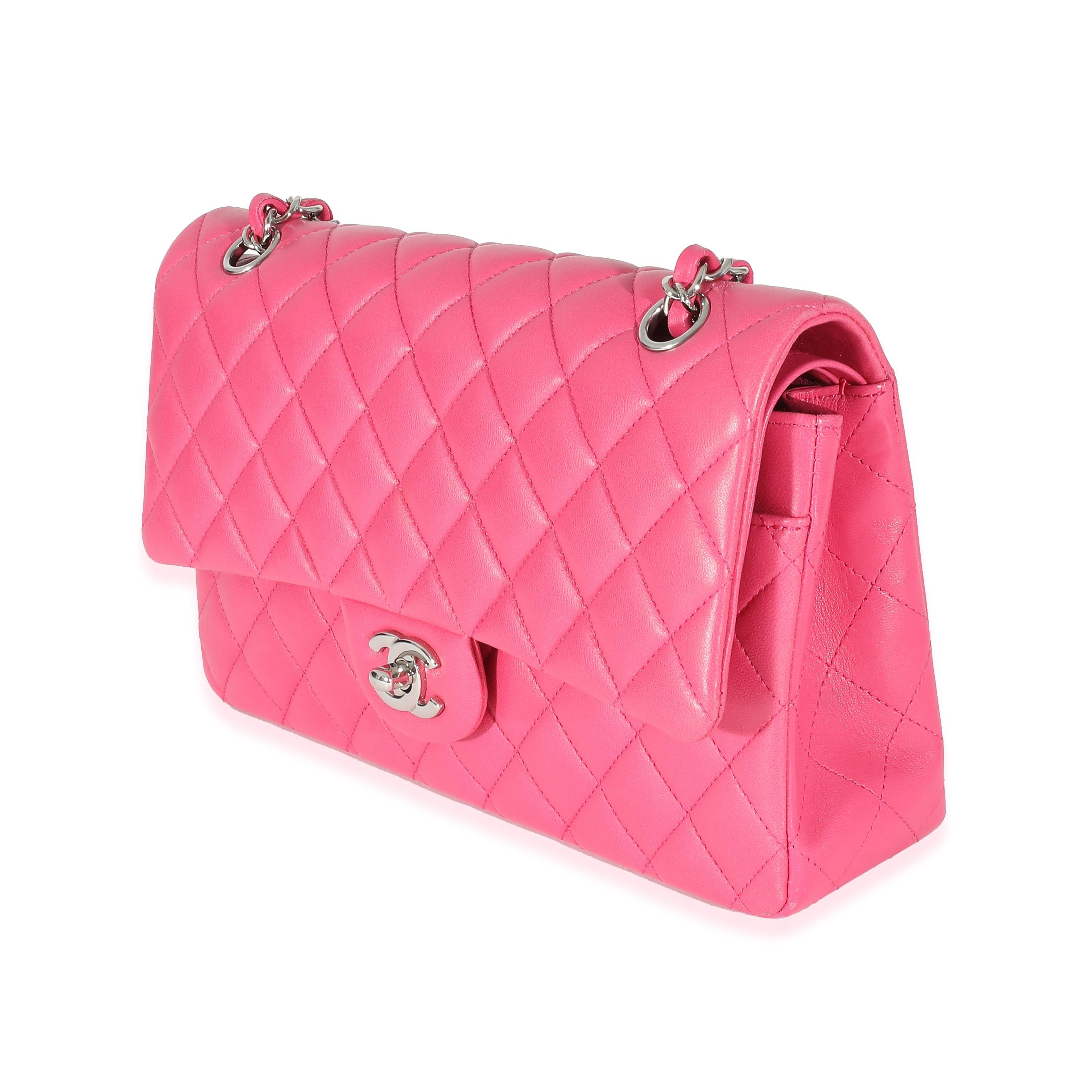 Women's or Men's Chanel Pink Quilted Lambskin Medium Classic Double Flap Bag For Sale