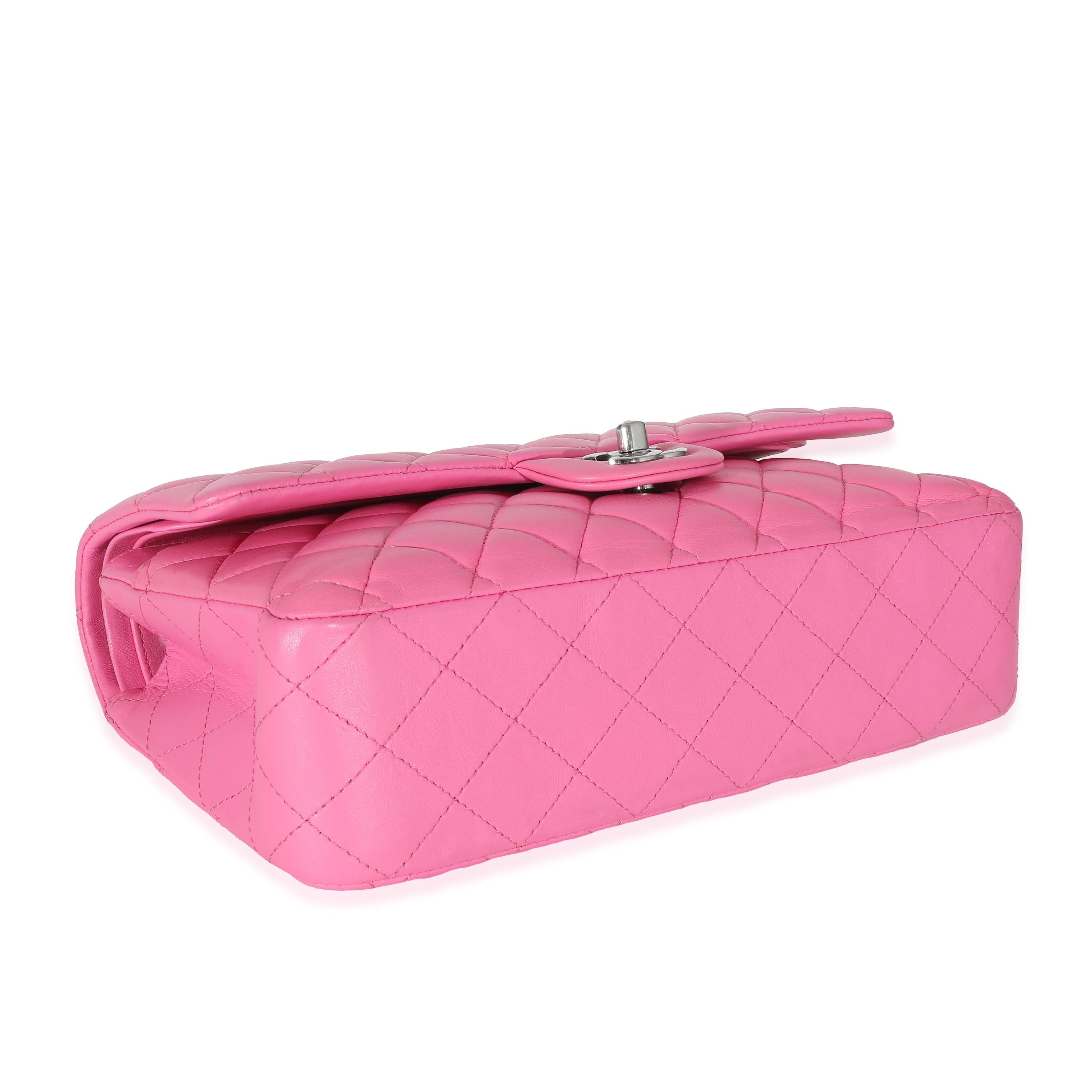 Chanel Pink Quilted Lambskin Medium Classic Double Flap Bag For Sale 2