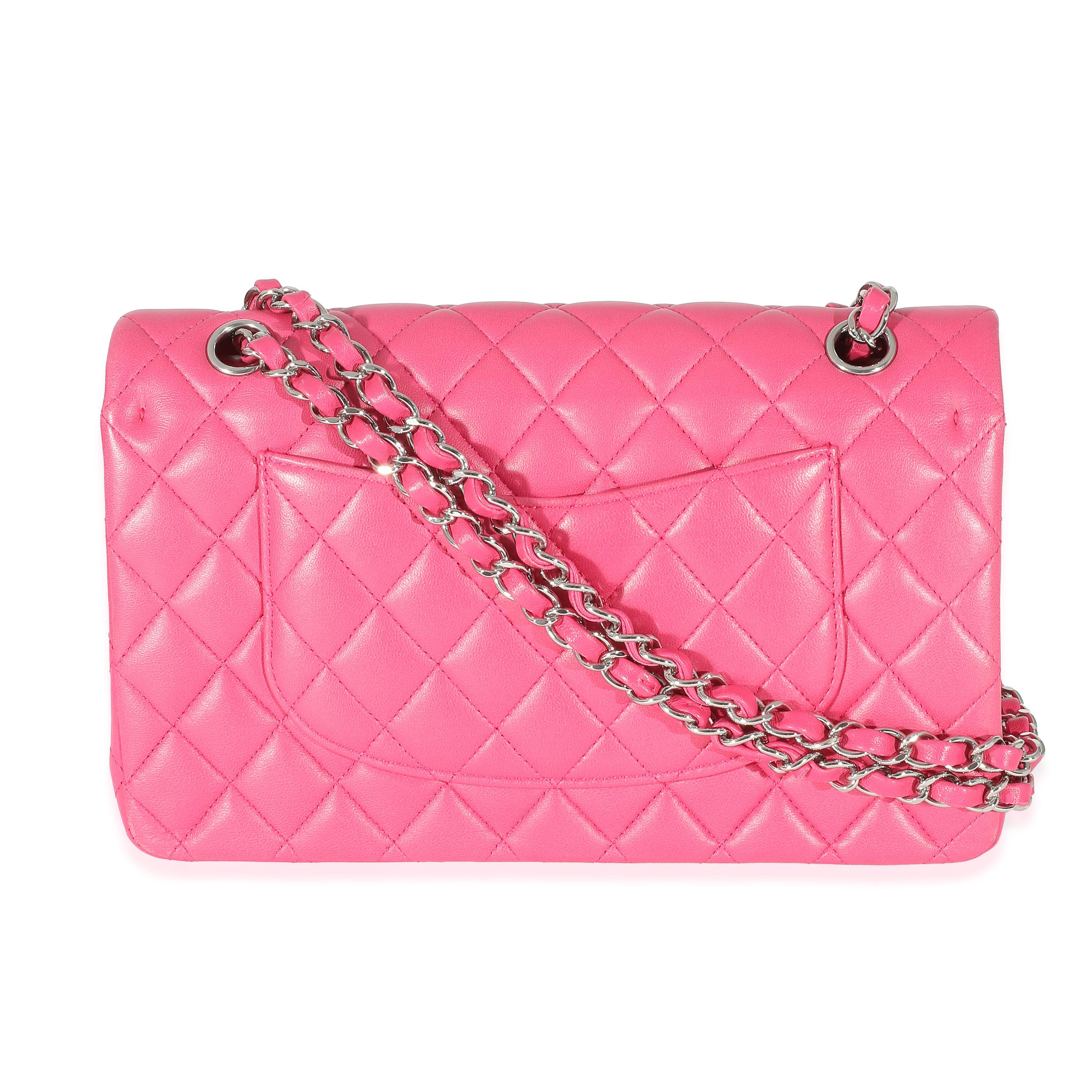 Chanel Pink Quilted Lambskin Medium Classic Double Flap Bag For Sale 3