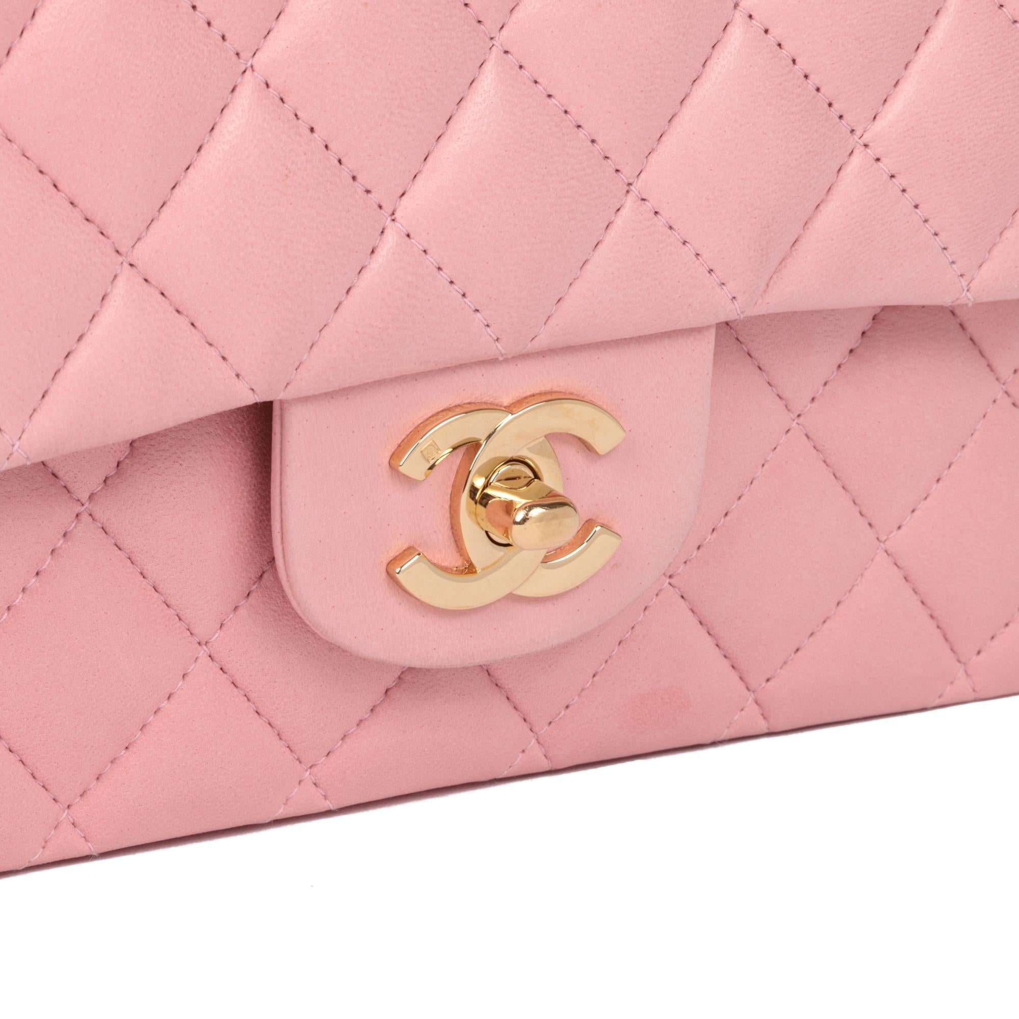 Women's CHANEL Pink Quilted Lambskin Medium Classic Double Flap Bag