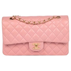 CHANEL Pink Quilted Lambskin Medium Classic Double Flap Bag
