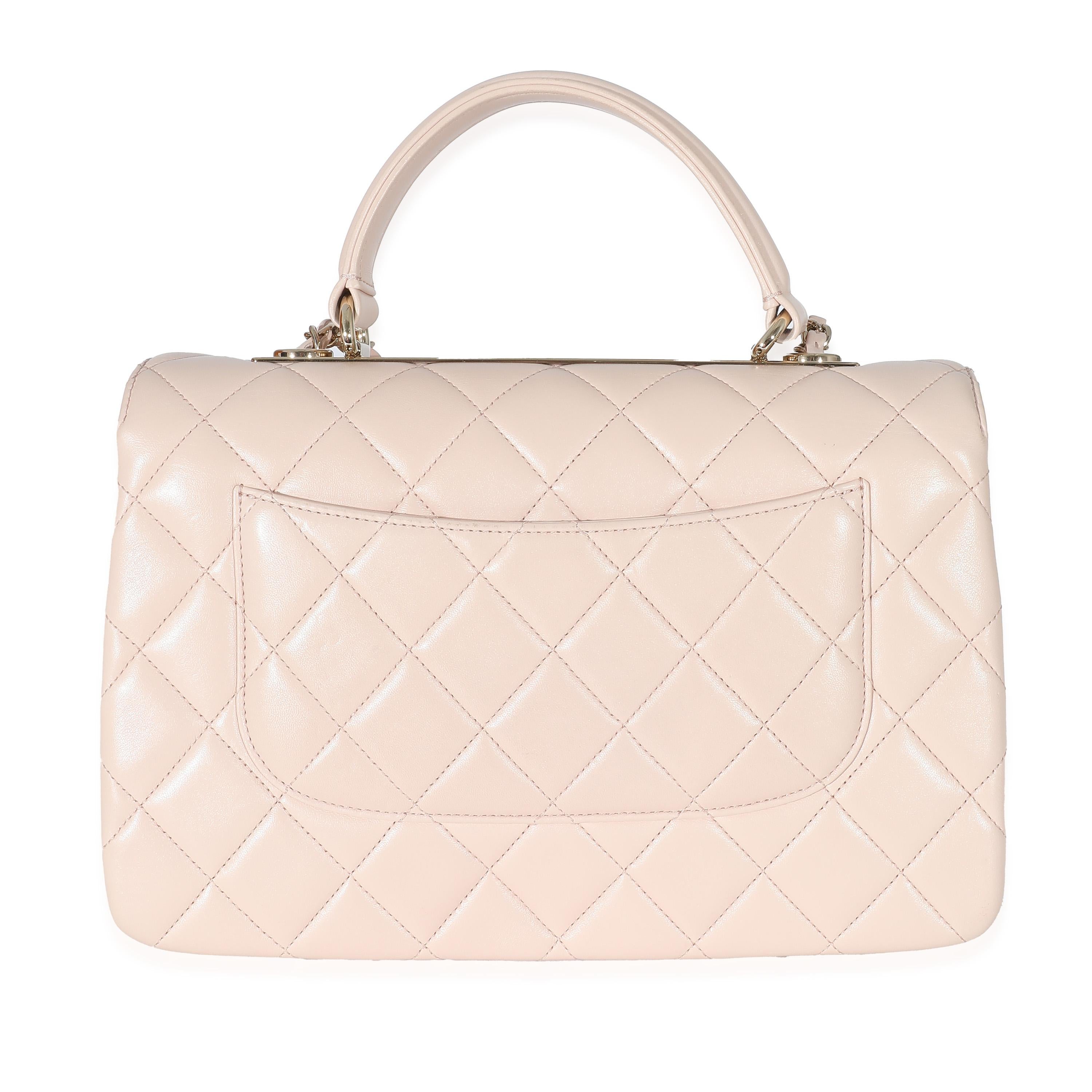 Chanel Pink Quilted Lambskin Medium Trendy CC Dual Top Handle Bag For Sale 1