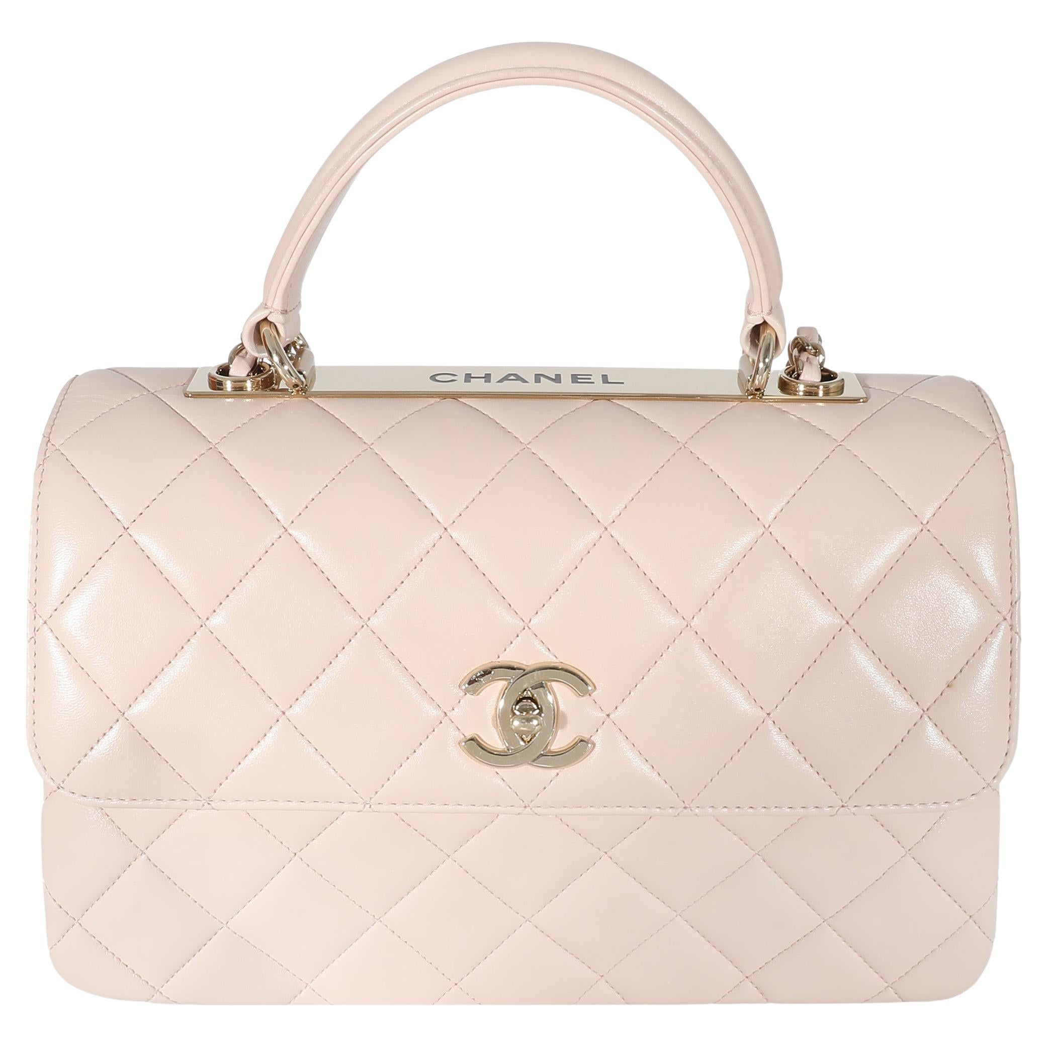 Chanel Pink Quilted Lambskin Medium Trendy CC Dual Top Handle Bag For Sale