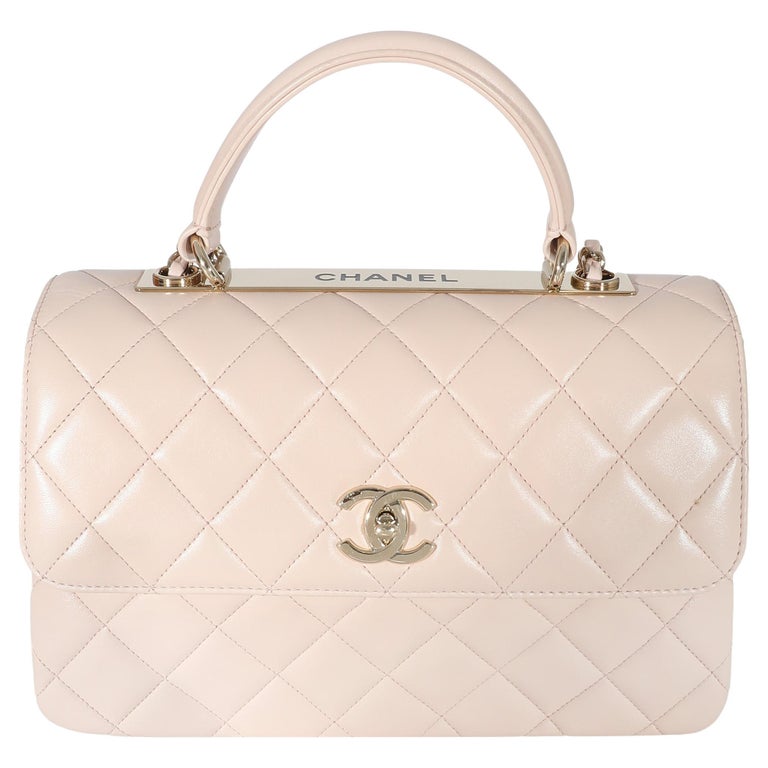 Chanel Pink Quilted Lambskin Medium Trendy CC Dual Top Handle Bag For Sale  at 1stDibs