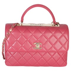 Chanel Pink Quilted Lambskin Medium Trendy CC Flap Dual Handle Bag