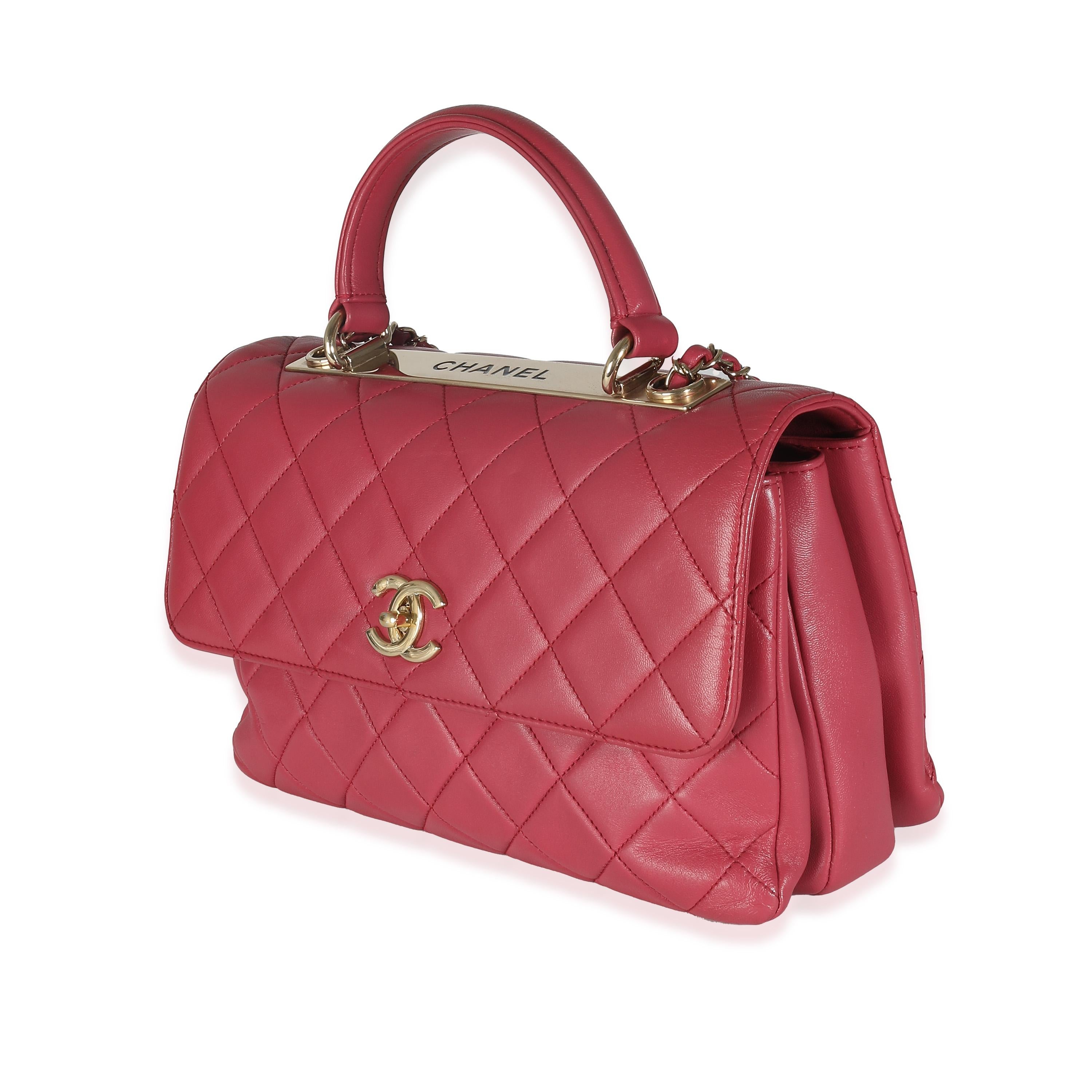 Women's Chanel Pink Quilted Lambskin Medium Trendy CC Top Handle Bag For Sale