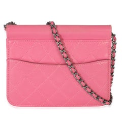 Chanel Rosa gestepptes Lammfell Mini Crossing Times Flap Bag