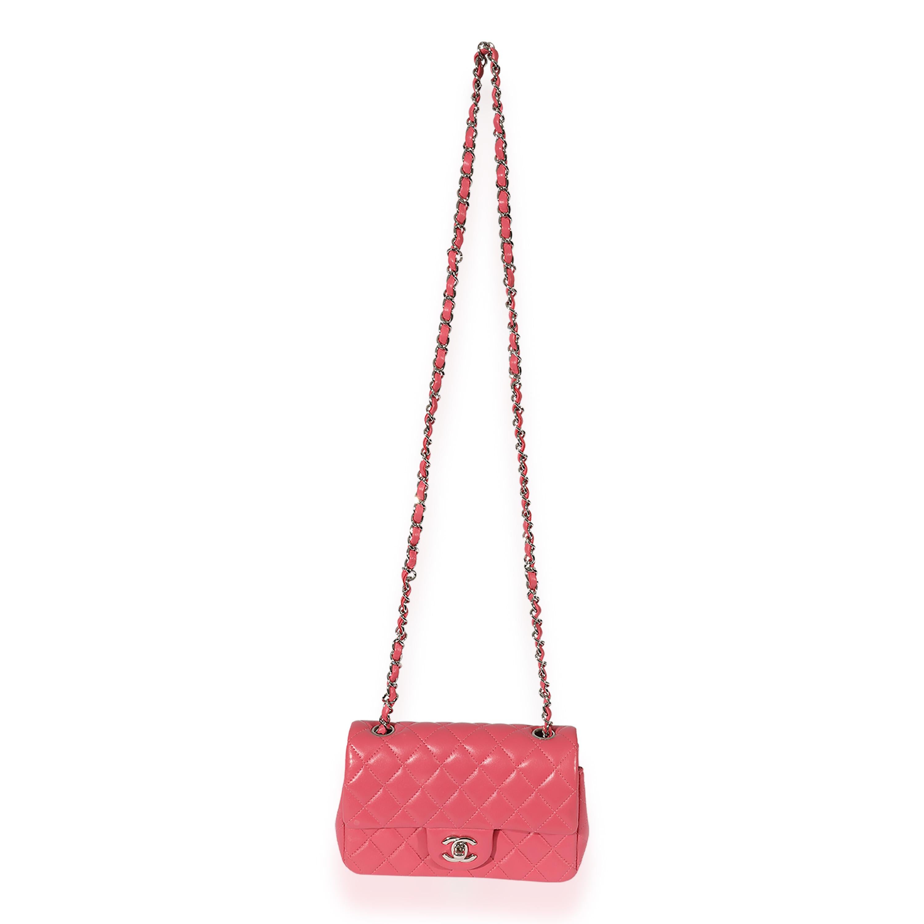 Chanel Pink Quilted Lambskin Mini Rectangular Classic Flap Bag For Sale ...