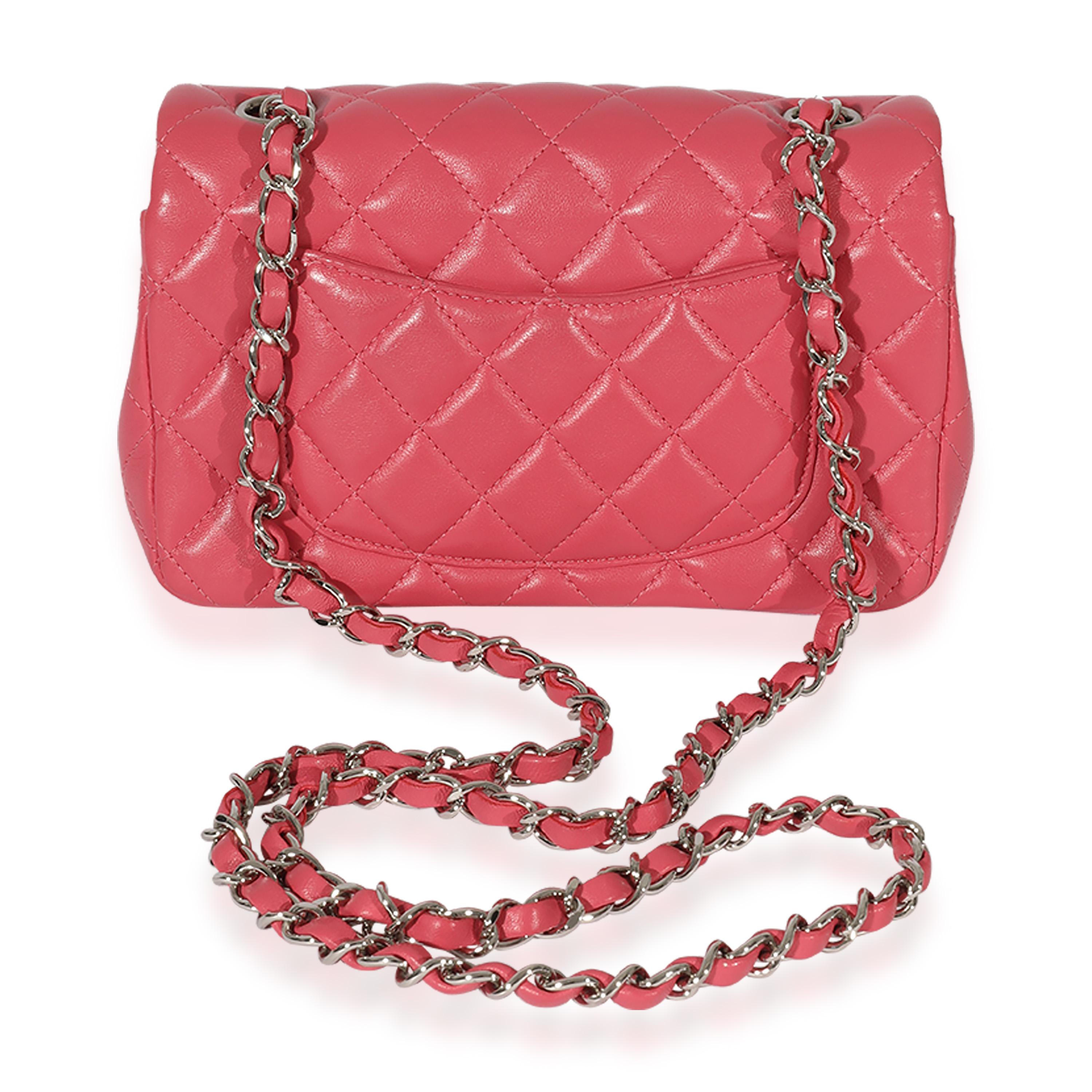 Chanel Pink Quilted Lambskin Mini Rectangular Classic Flap Bag For Sale ...