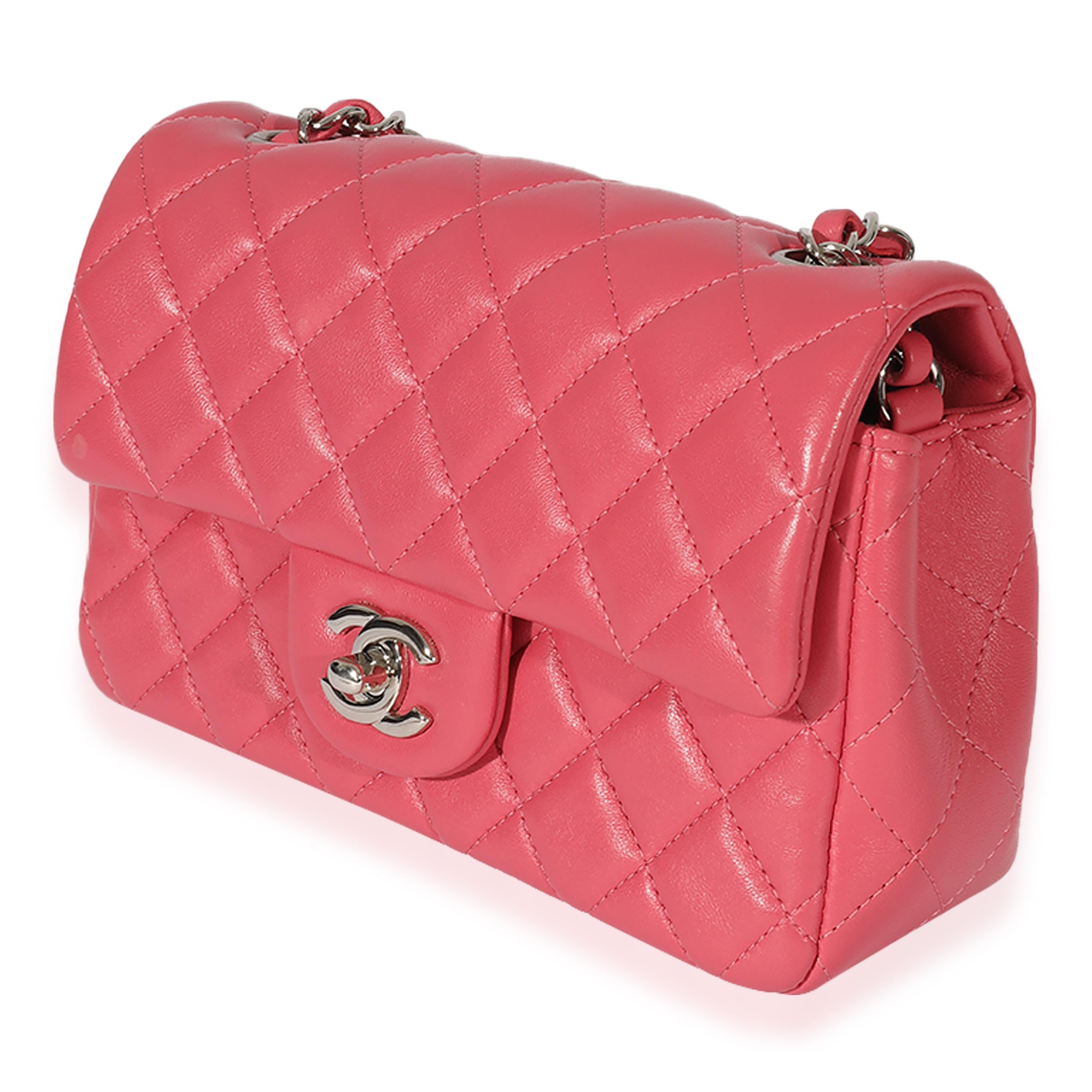 Chanel Pink Quilted Lambskin Mini Rectangular Classic Flap Bag For Sale ...