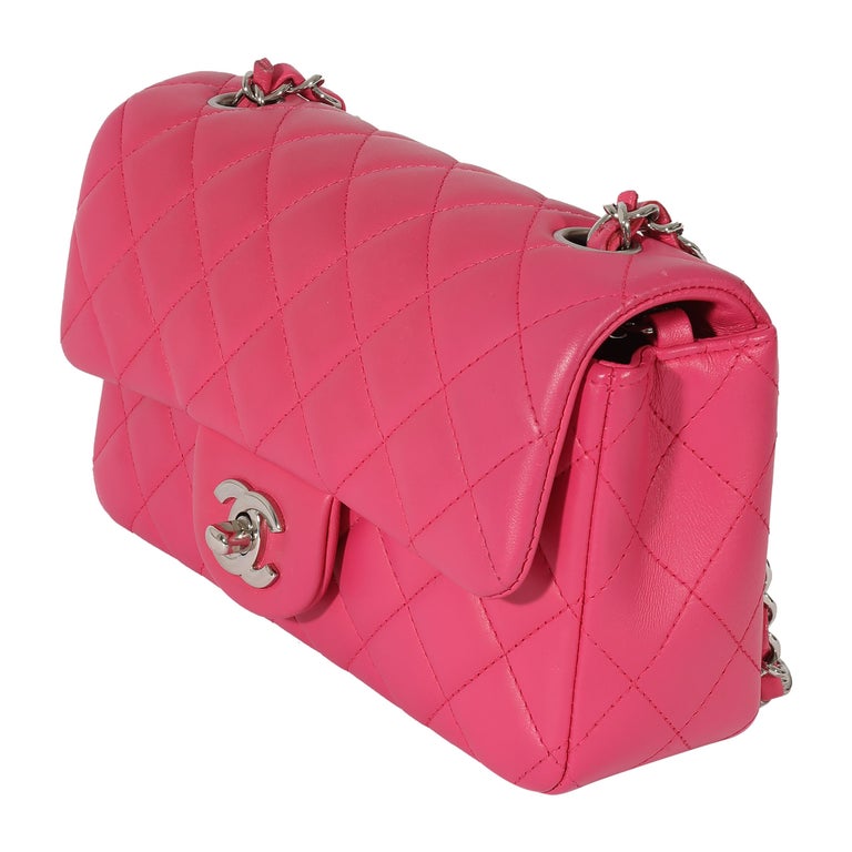 Chanel Pink Quilted Lambskin Mini Rectangular Classic Flap Bag For Sale ...