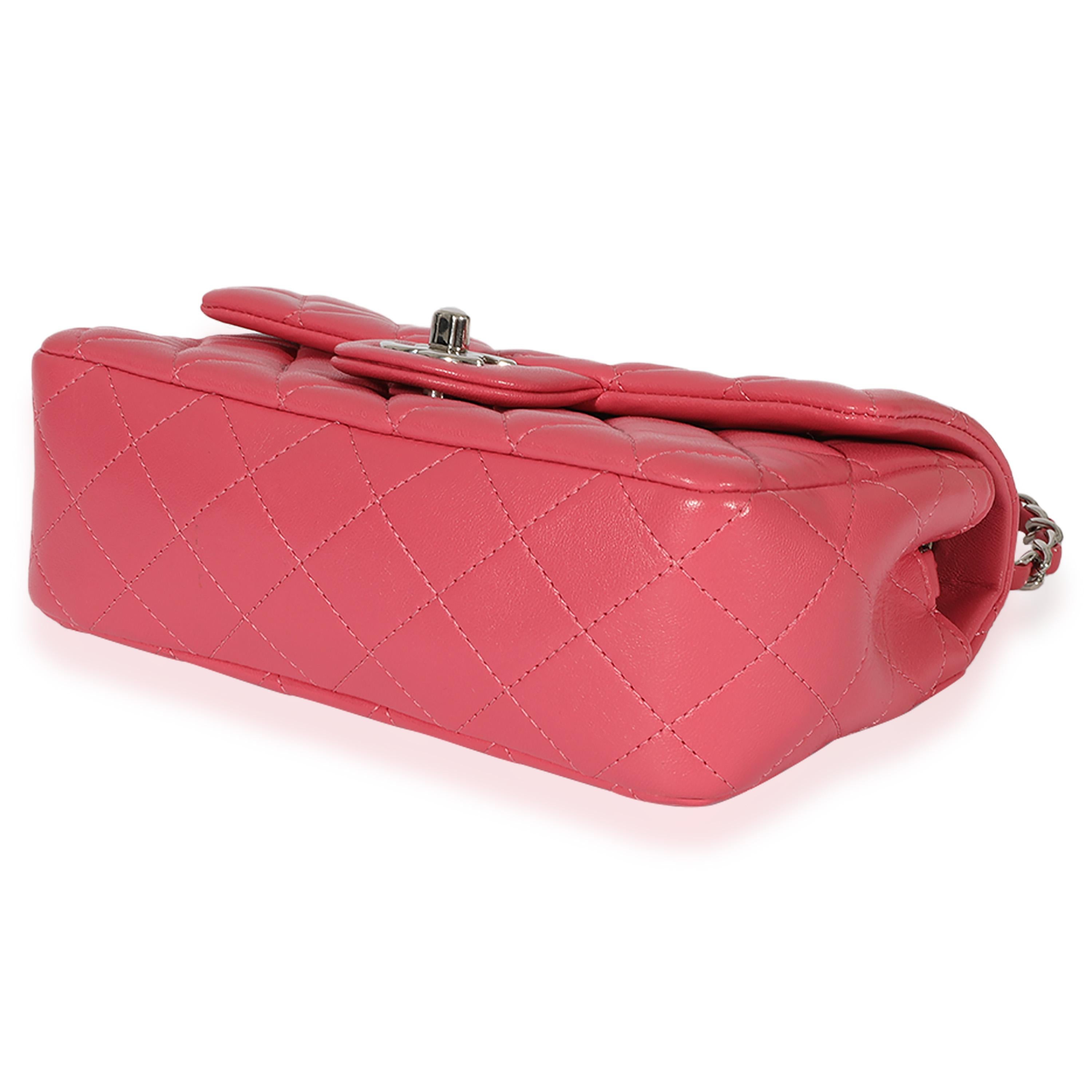 Chanel Pink Quilted Lambskin Mini Rectangular Classic Flap Bag For Sale ...
