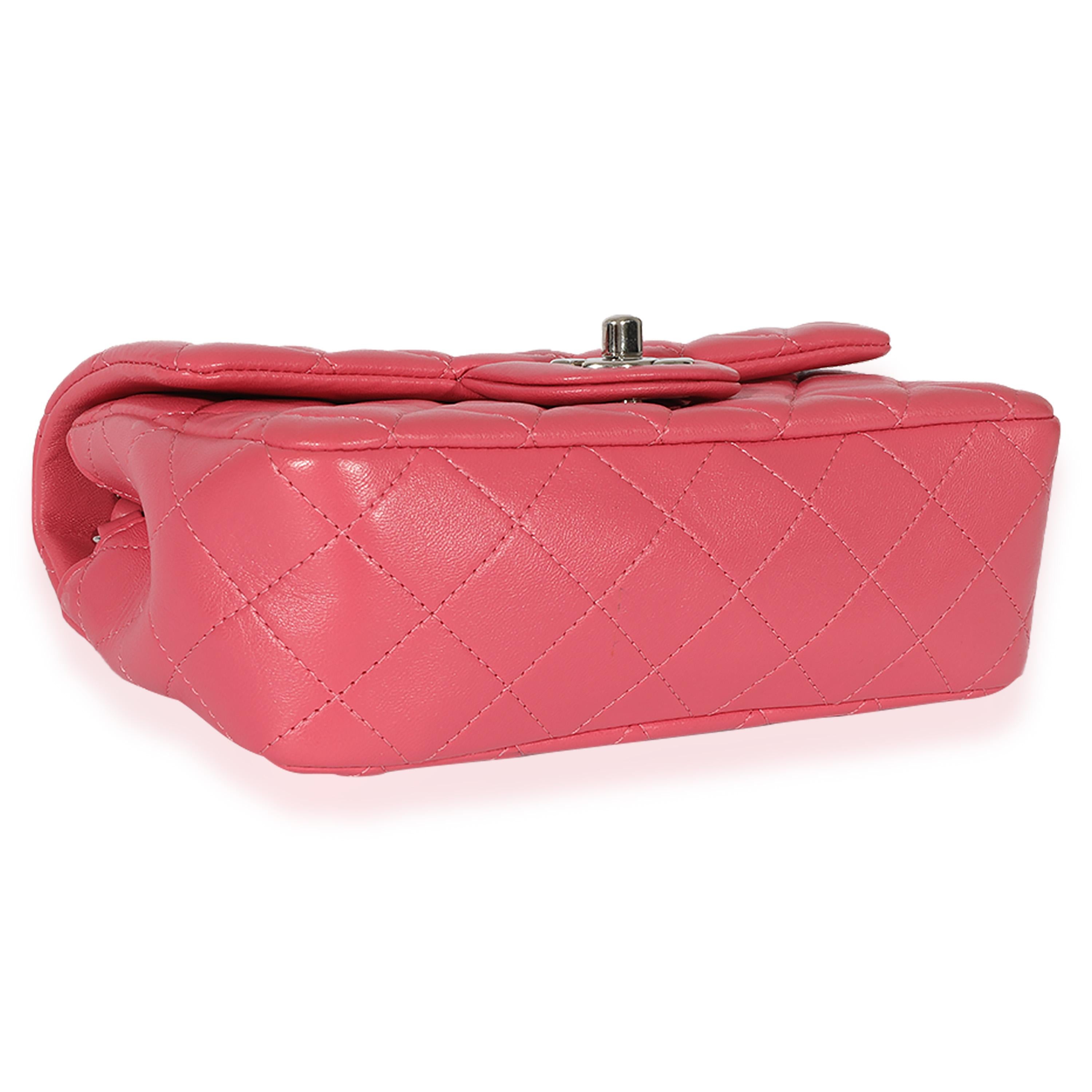 Chanel Pink Quilted Lambskin Mini Rectangular Classic Flap Bag For Sale ...
