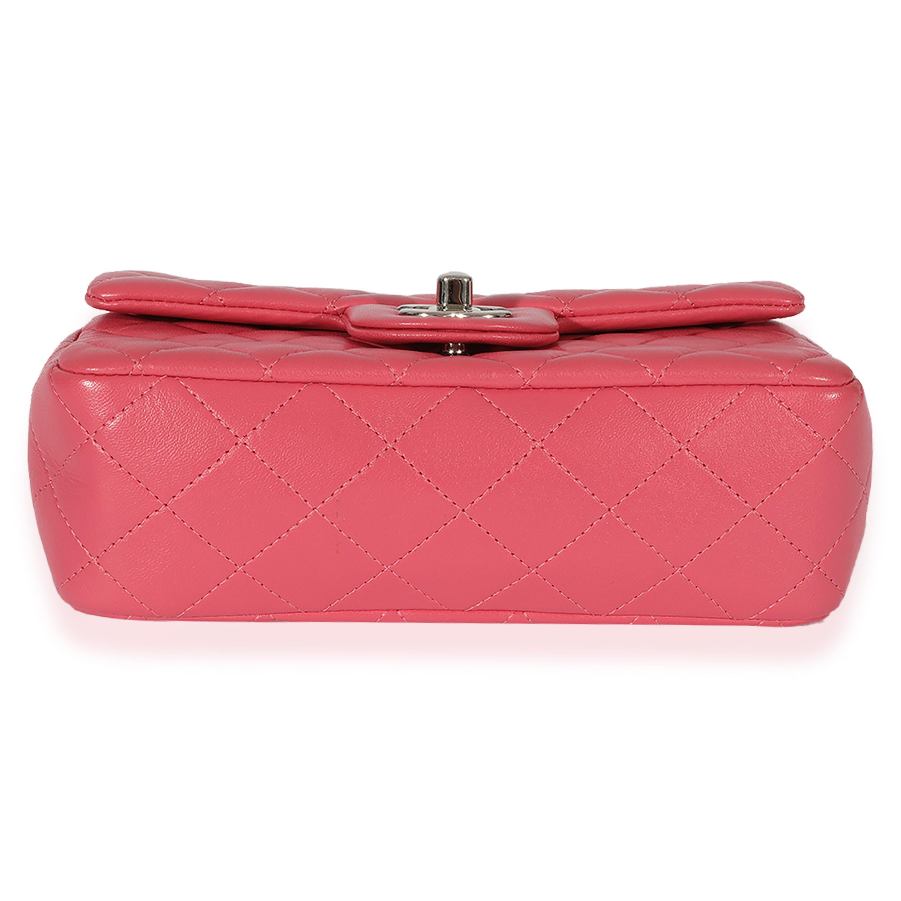 Chanel Pink Quilted Lambskin Mini Rectangular Classic Flap Bag For Sale ...