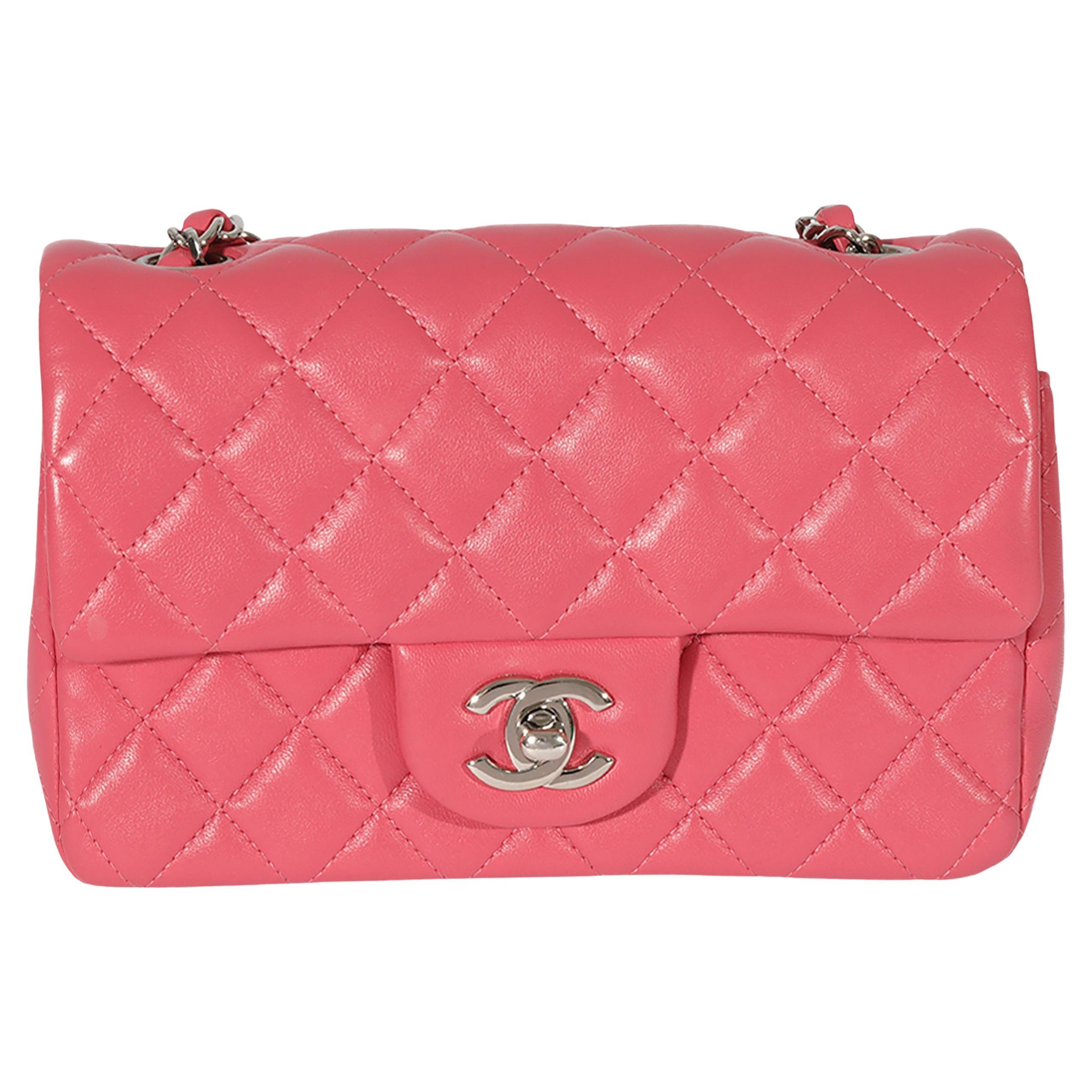 Chanel Pink Quilted Lambskin Mini Rectangular Classic Flap Bag For Sale ...