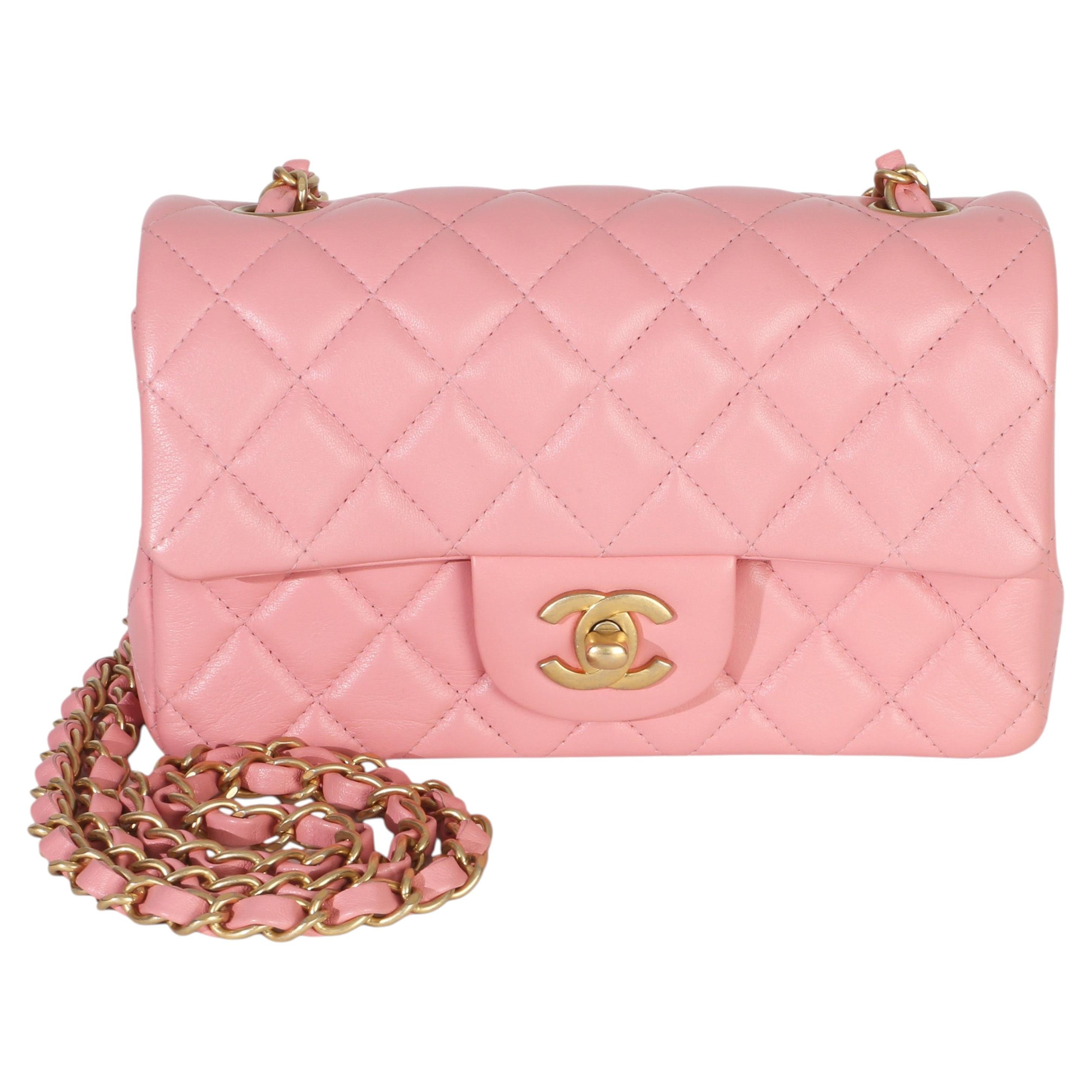 Chanel Pink Quilted Lambskin Mini Rectangular Flap Bag