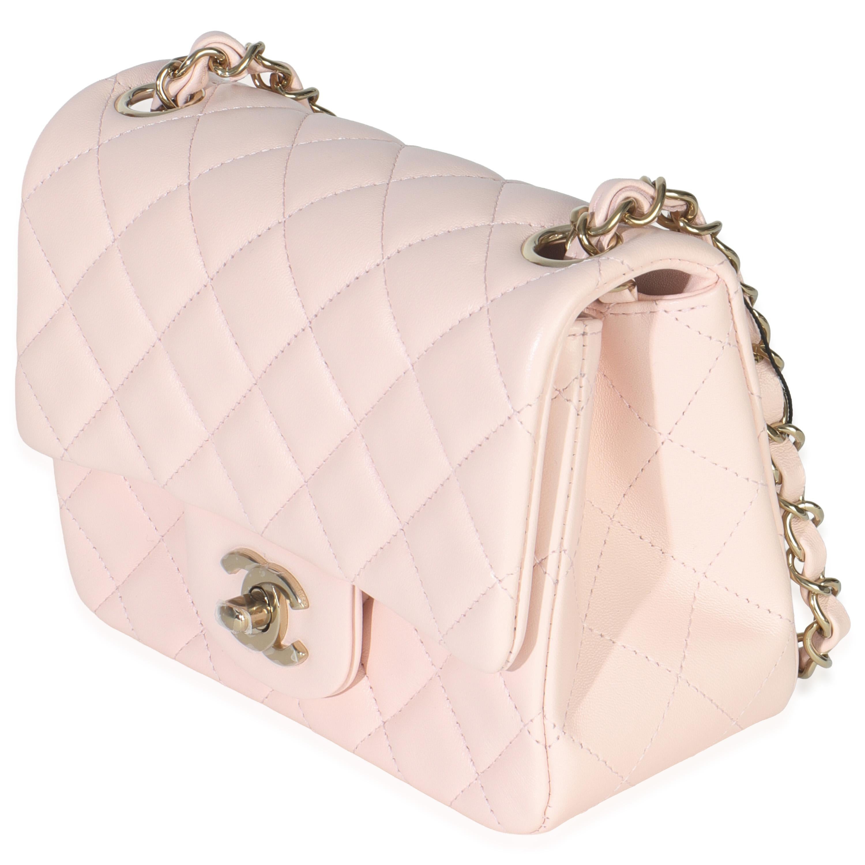 Chanel Pink Quilted Lambskin Mini Square Flap Bag For Sale at 1stDibs