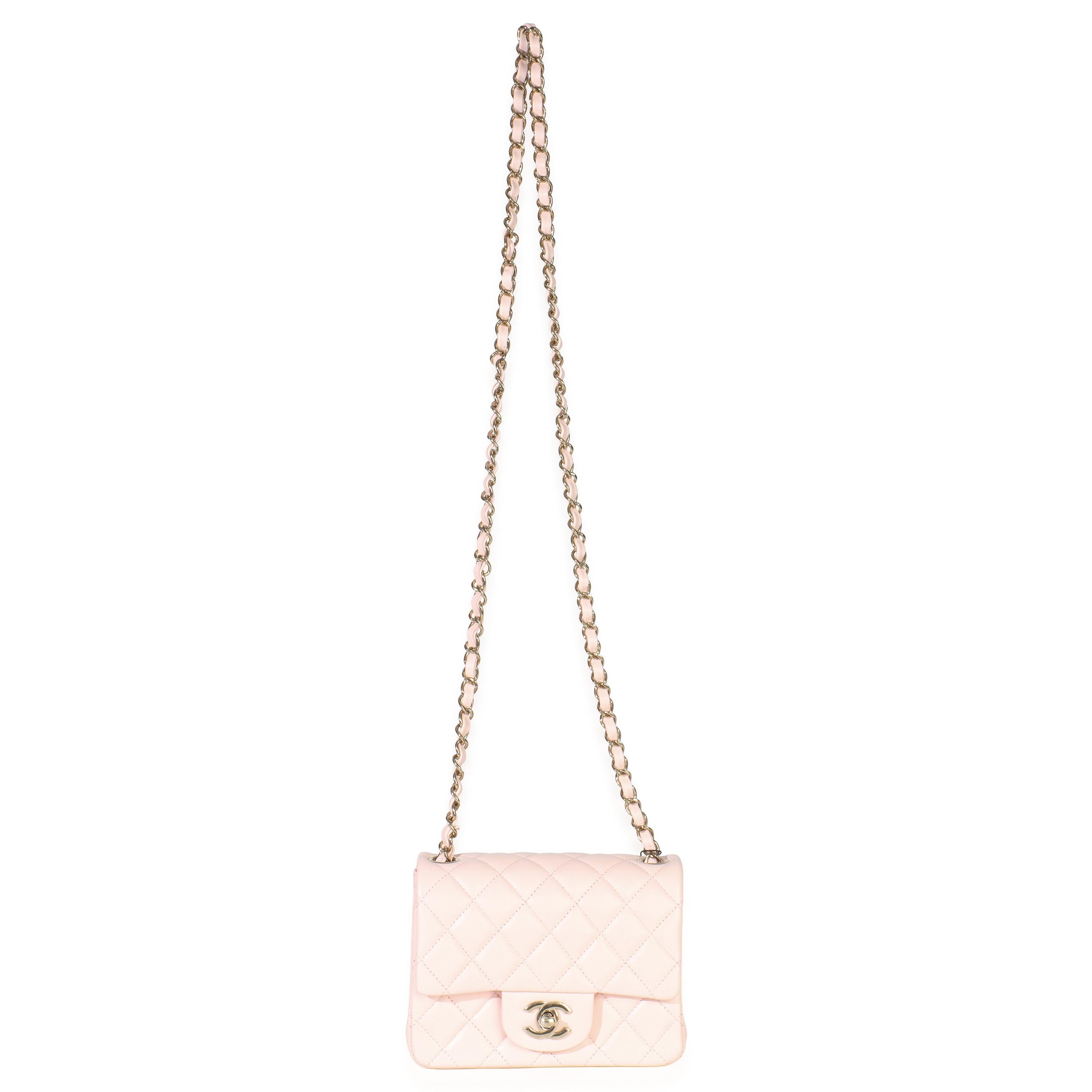 Chanel Pink Quilted Lambskin Mini Square Flap Bag For Sale at 1stDibs