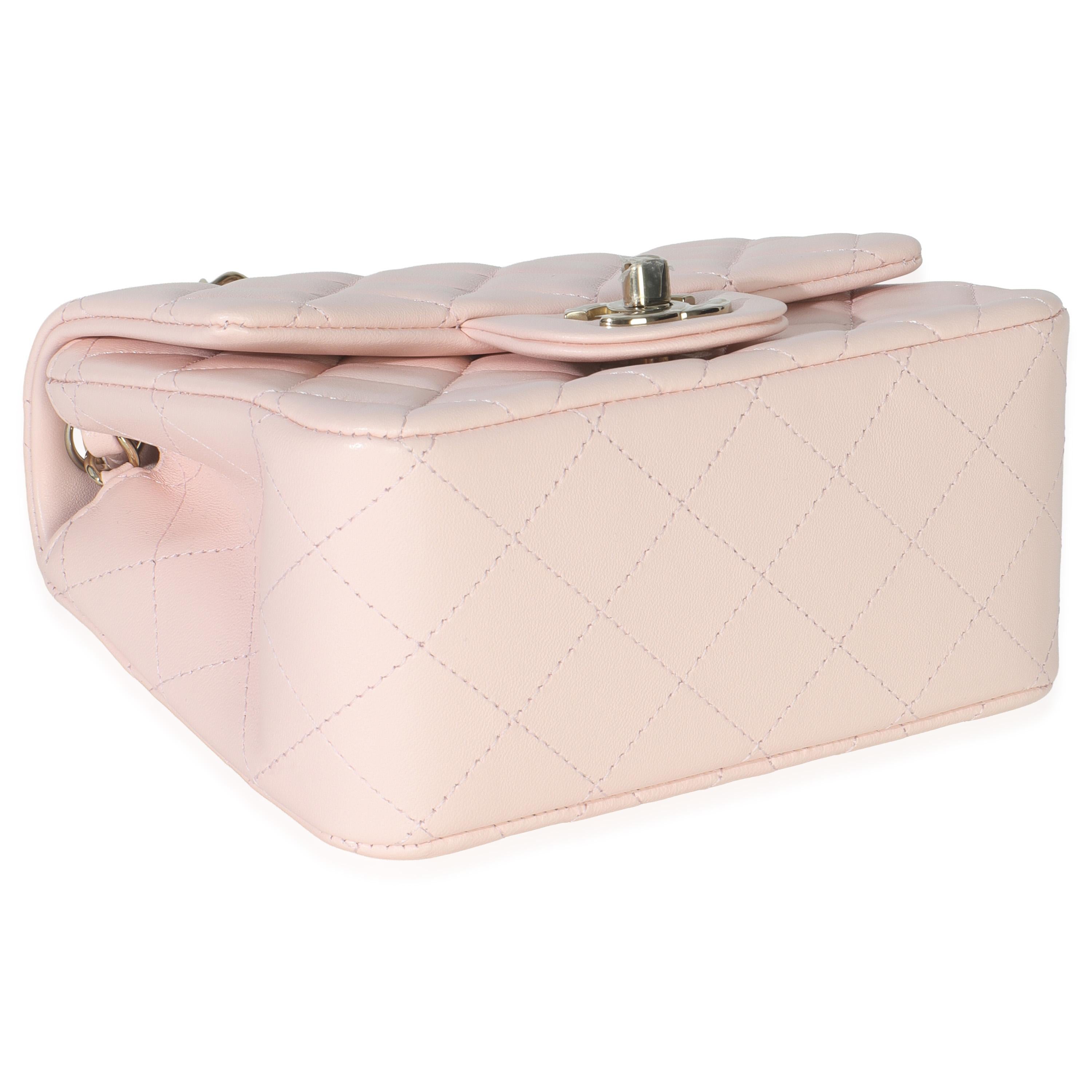 Chanel Pink Quilted Lambskin Mini Square Flap Bag For Sale at 1stDibs