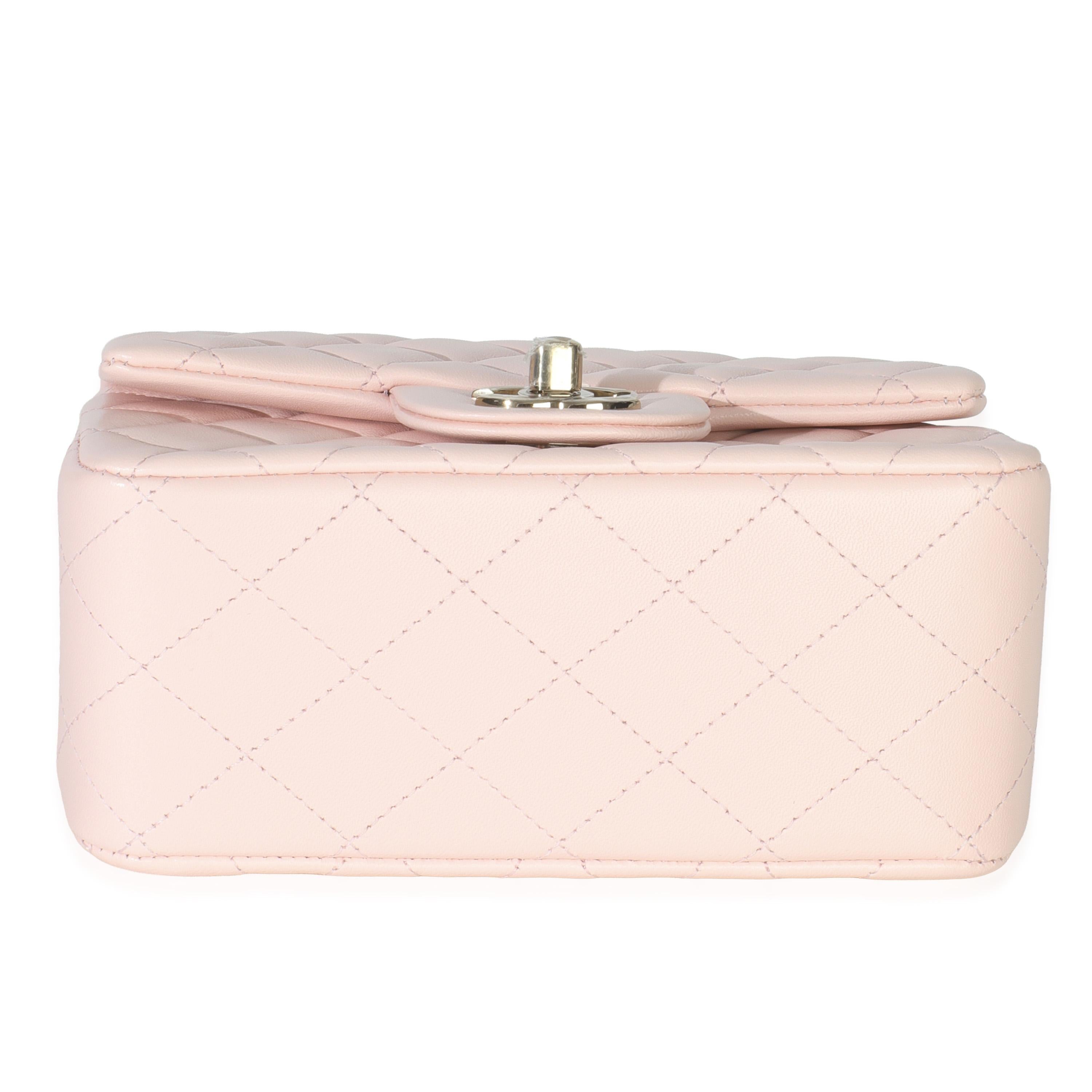 Chanel Pink Quilted Lambskin Mini Square Flap Bag For Sale at 1stDibs
