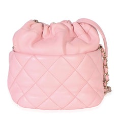 Chanel Pink Quilted Lambskin Pearl Drawstring Bucket Bag