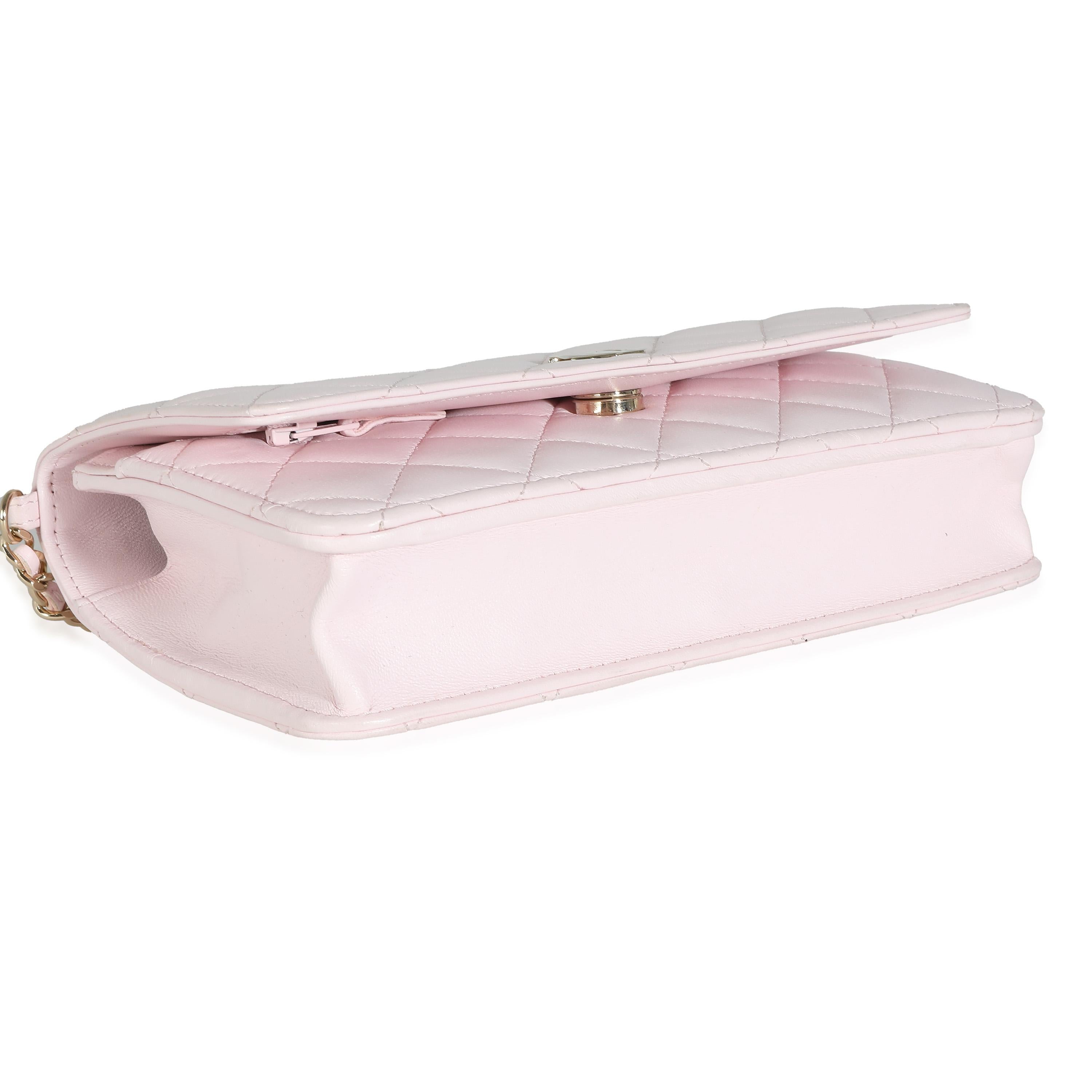 Women's or Men's Chanel Pink Quilted Lambskin Pearl Wallet On Chain For Sale