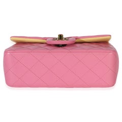Chanel Pink Quilted Lambskin Rainbow Mini Rectangular Flap Bag