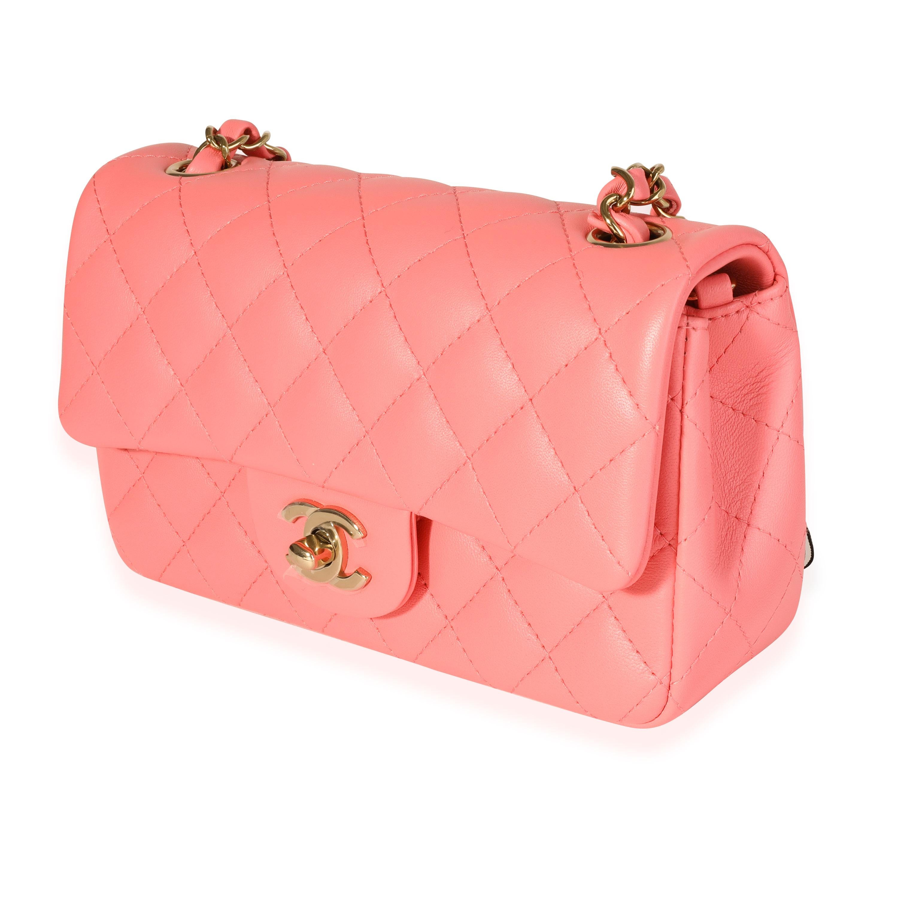 Women's Chanel Pink Quilted Lambskin Rectangular Mini Classic Flap Bag