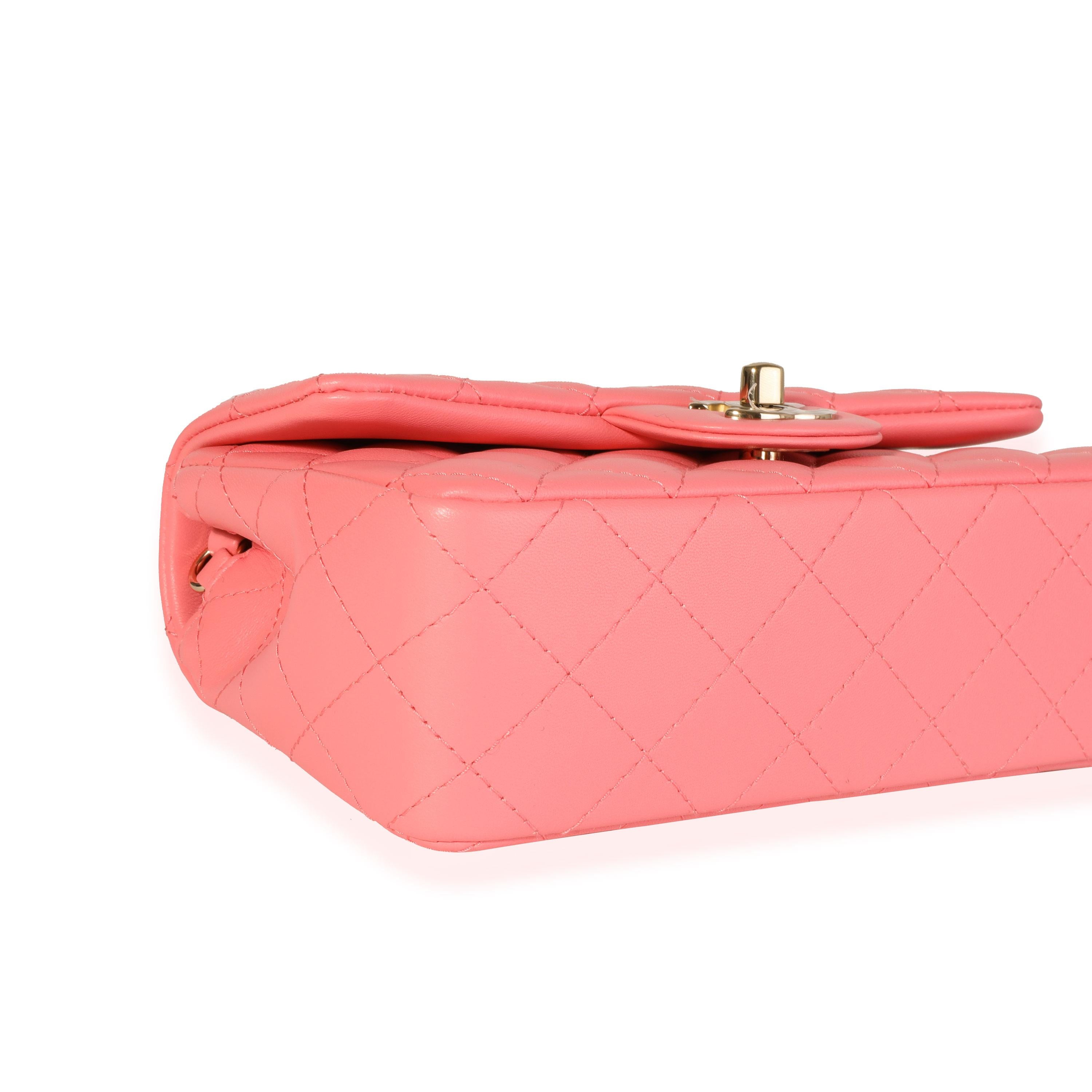 Chanel Pink Quilted Lambskin Rectangular Mini Classic Flap Bag 1