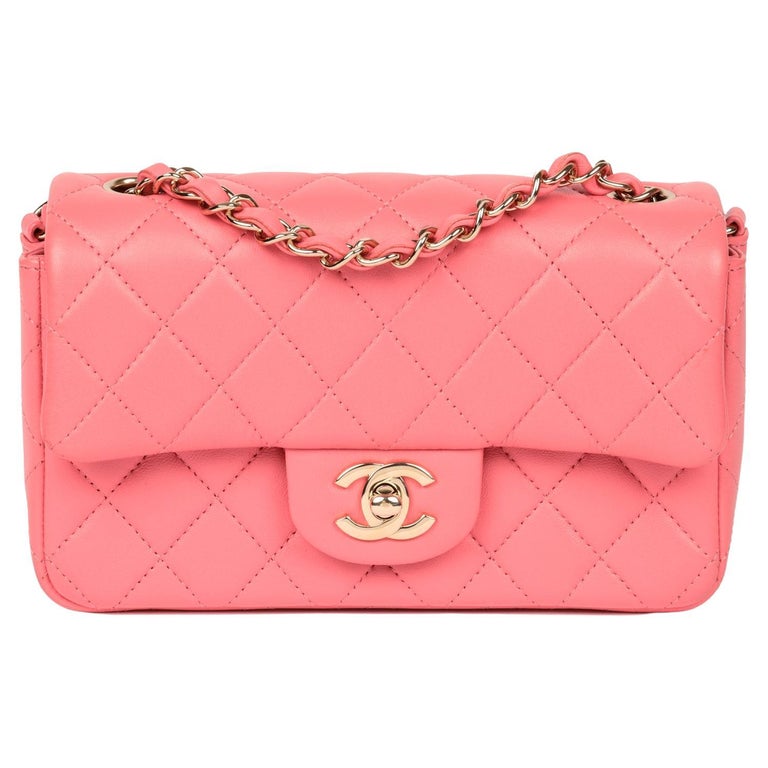 Chanel Light Pink Quilted Lambskin Leather Classic Rectangular