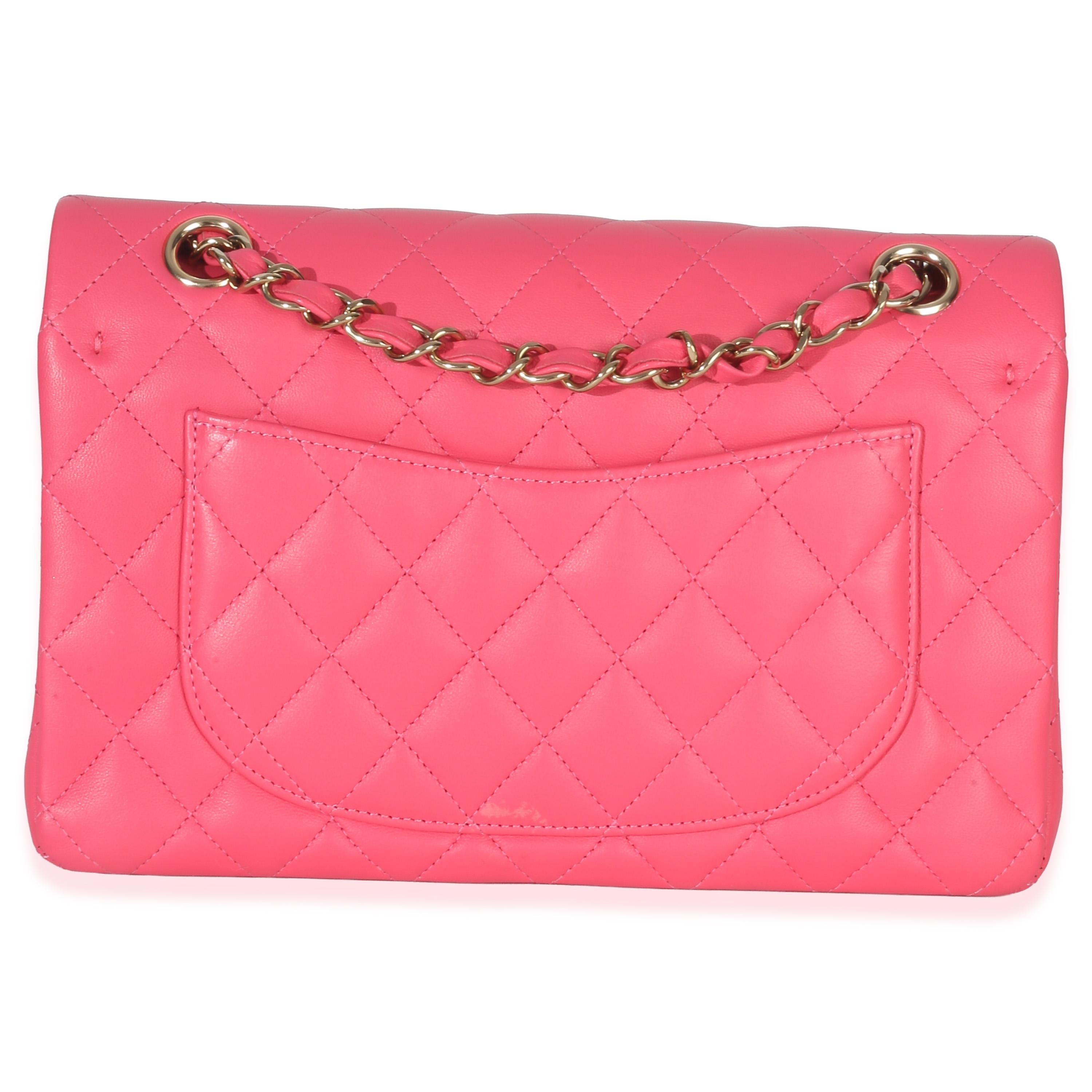 Chanel Pink Quilted Lambskin Small Classic Double Flap Bag For Sale at ...