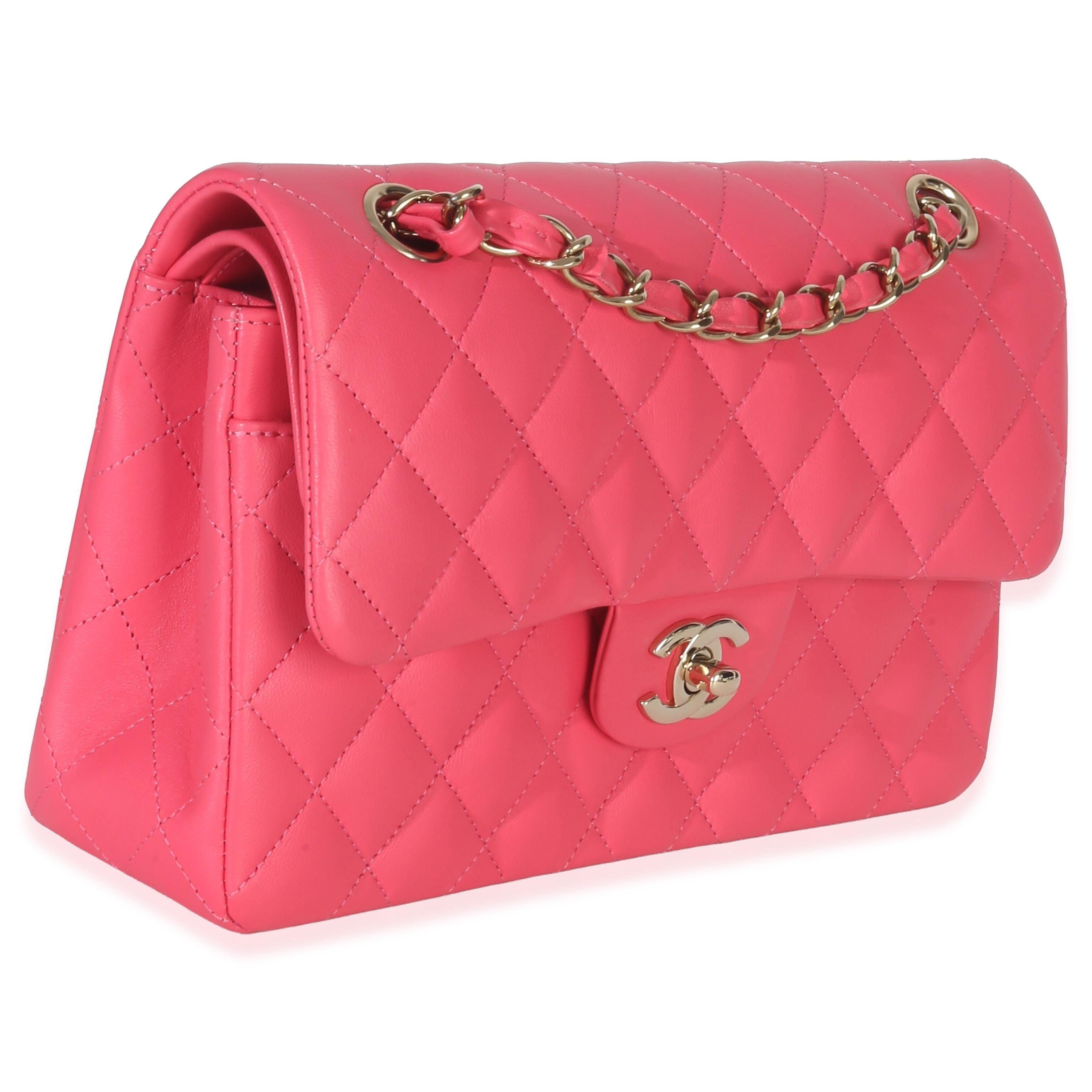Chanel Pink Quilted Lambskin Small Classic Double Flap Bag For Sale at ...