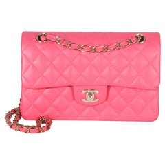 Chanel Pink Quilted Lambskin Small Classic Double Flap Bag
