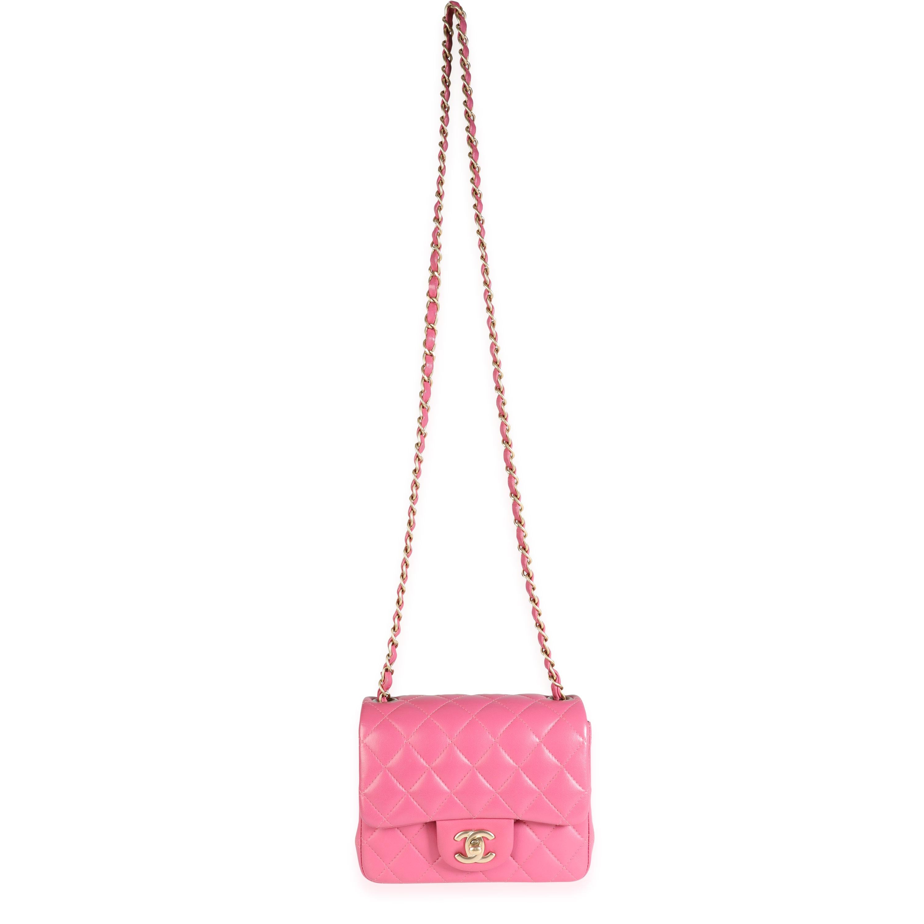 Chanel Pink Quilted Lambskin Square Mini Classic Flap Bag For Sale at ...