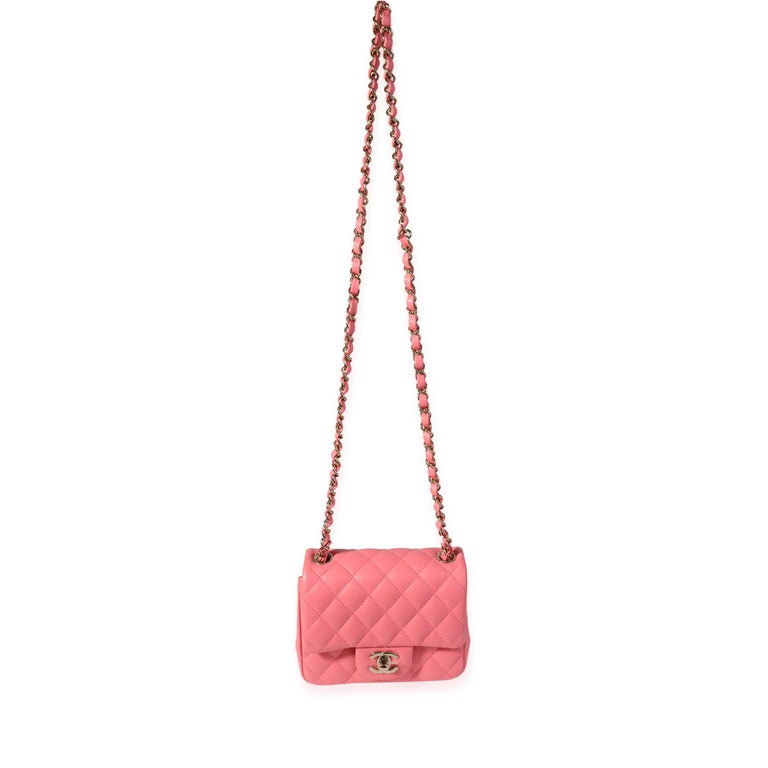 Chanel Pink Quilted Lambskin Square Mini Classic Flap Bag For Sale at ...