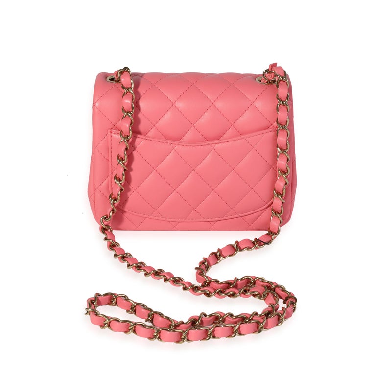 Chanel Pink Quilted Lambskin Square Mini Classic Flap Bag For Sale at ...