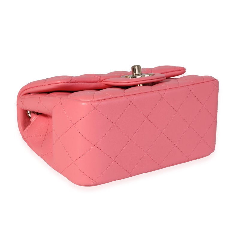 Chanel Pink Quilted Lambskin Square Mini Classic Flap Bag For Sale at ...