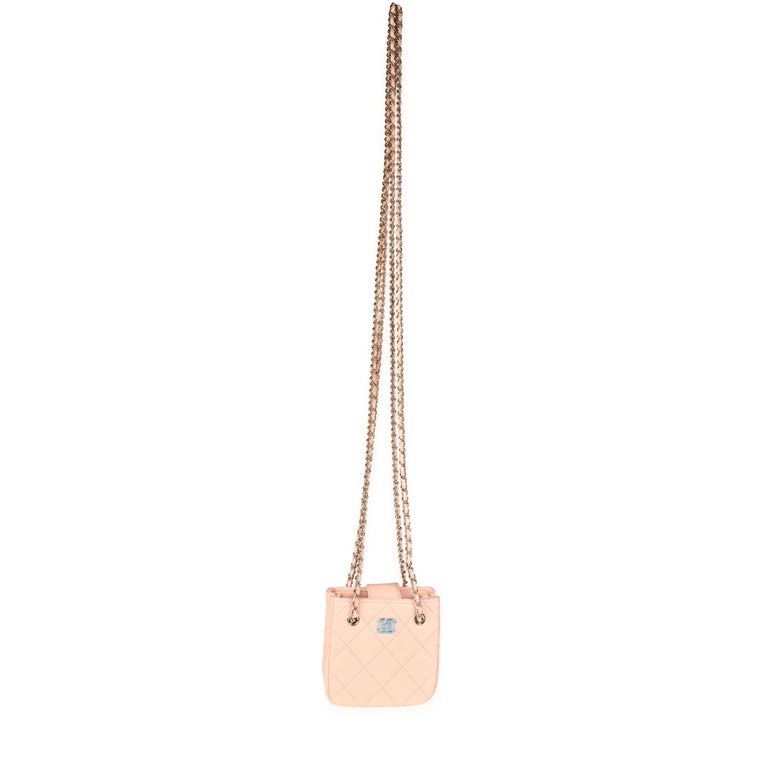 Chanel Pink Quilted Lambskin Tiny Shopping Bag For Sale at 1stDibs