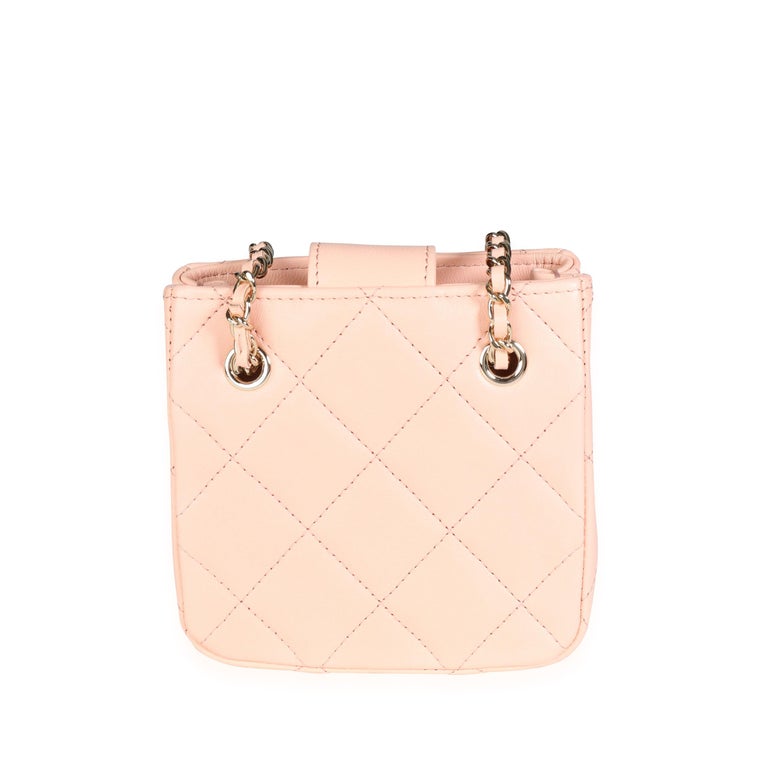 Chanel Pink Quilted Lambskin Tiny Shopping Bag For Sale at 1stDibs