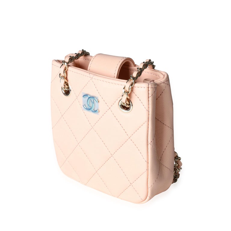 Chanel Pink Quilted Lambskin Tiny Shopping Bag For Sale at 1stDibs