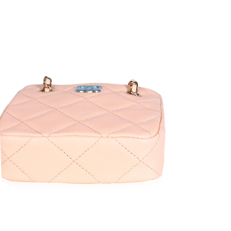 Chanel Pink Quilted Lambskin Tiny Shopping Bag For Sale at 1stDibs