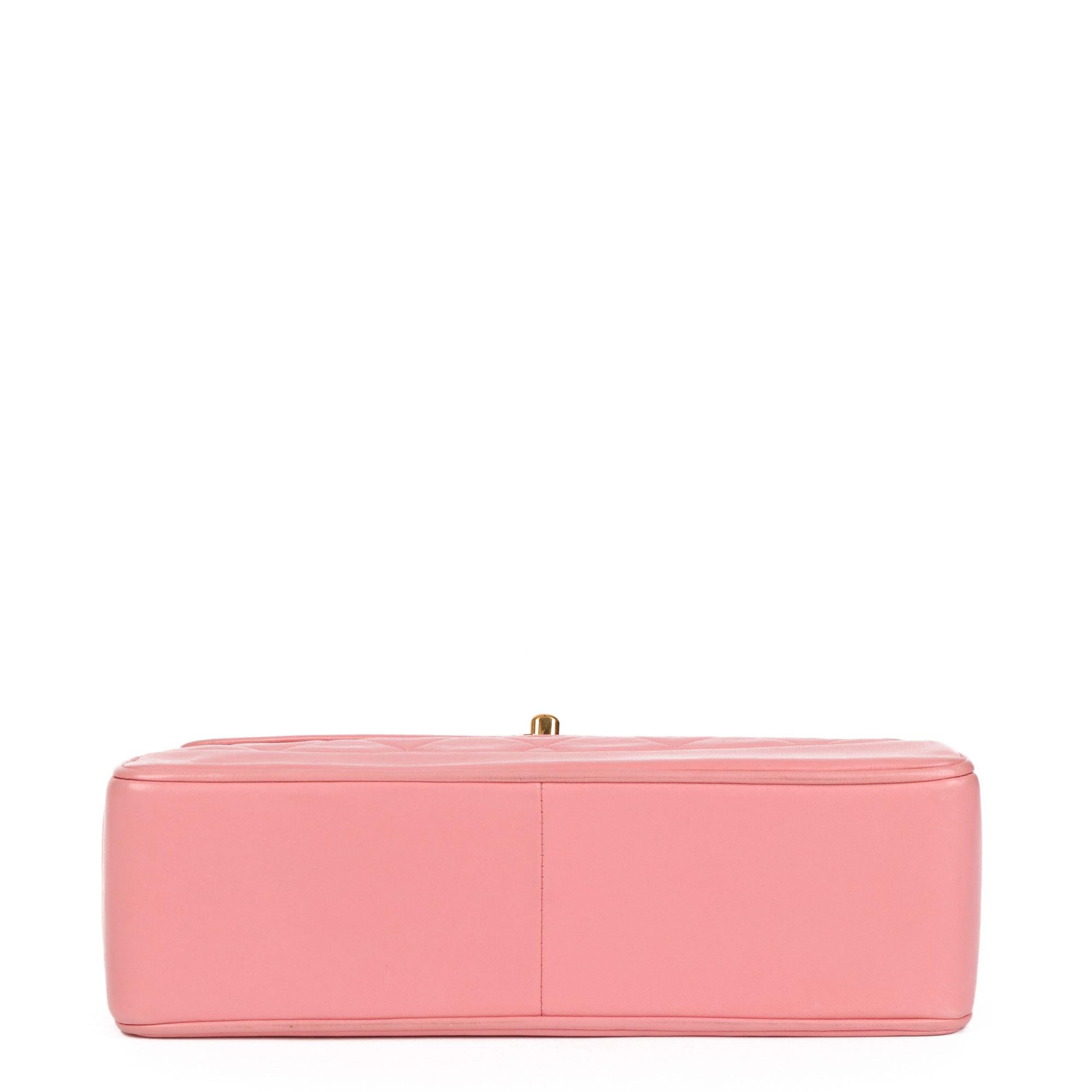 Chanel Rosa Gestepptes Lammfell Vintage Medium Klassische einzelne Klappe Tasche 8