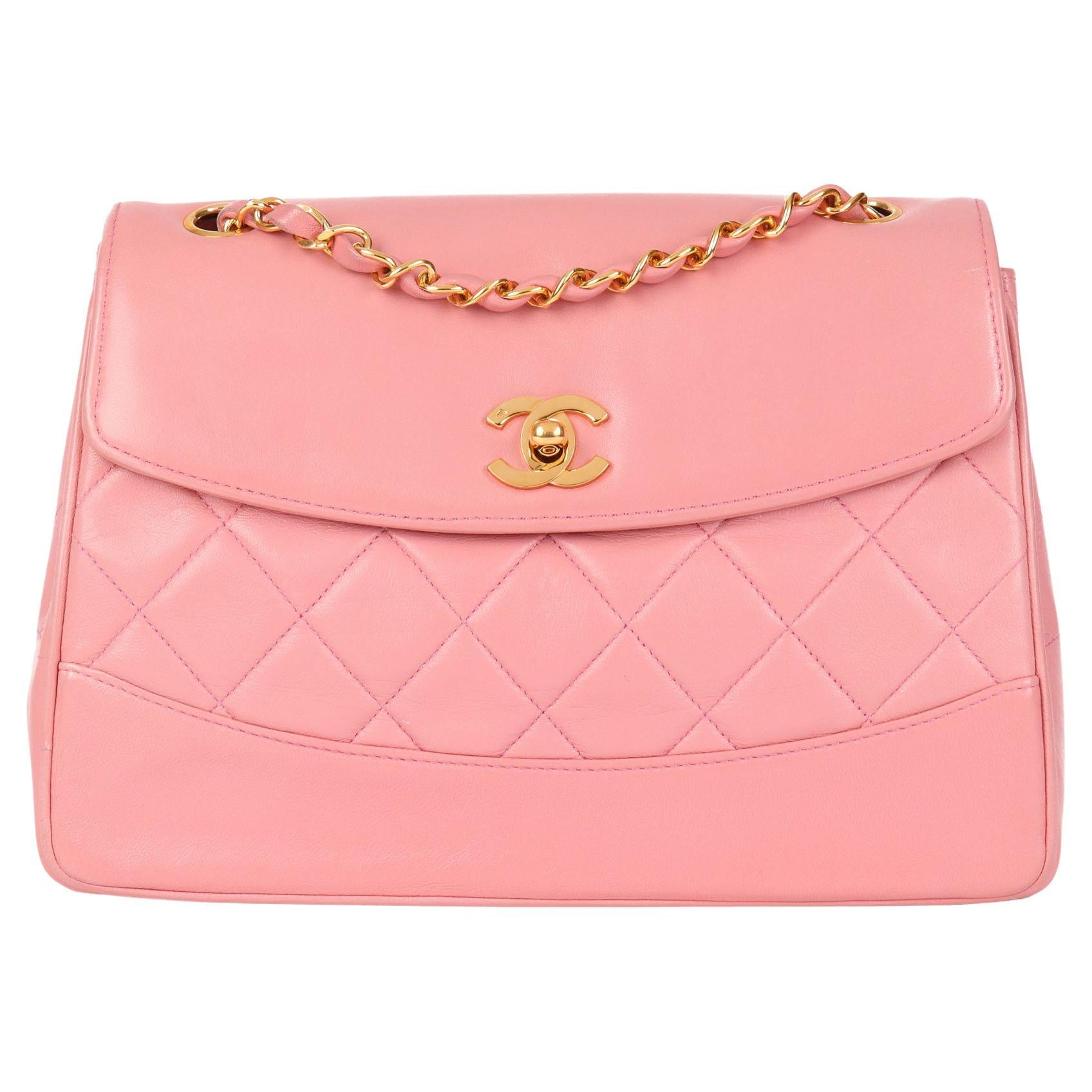 chanel pink shearling bag