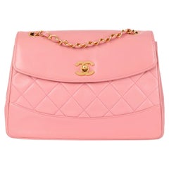 Chanel Rosa Gestepptes Lammfell Vintage Medium Klassische einzelne Klappe Tasche