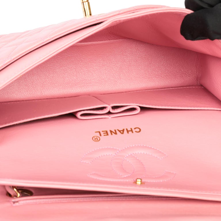CHANEL Pink Quilted Lambskin Vintage Small Classic Double Flap Bag For ...