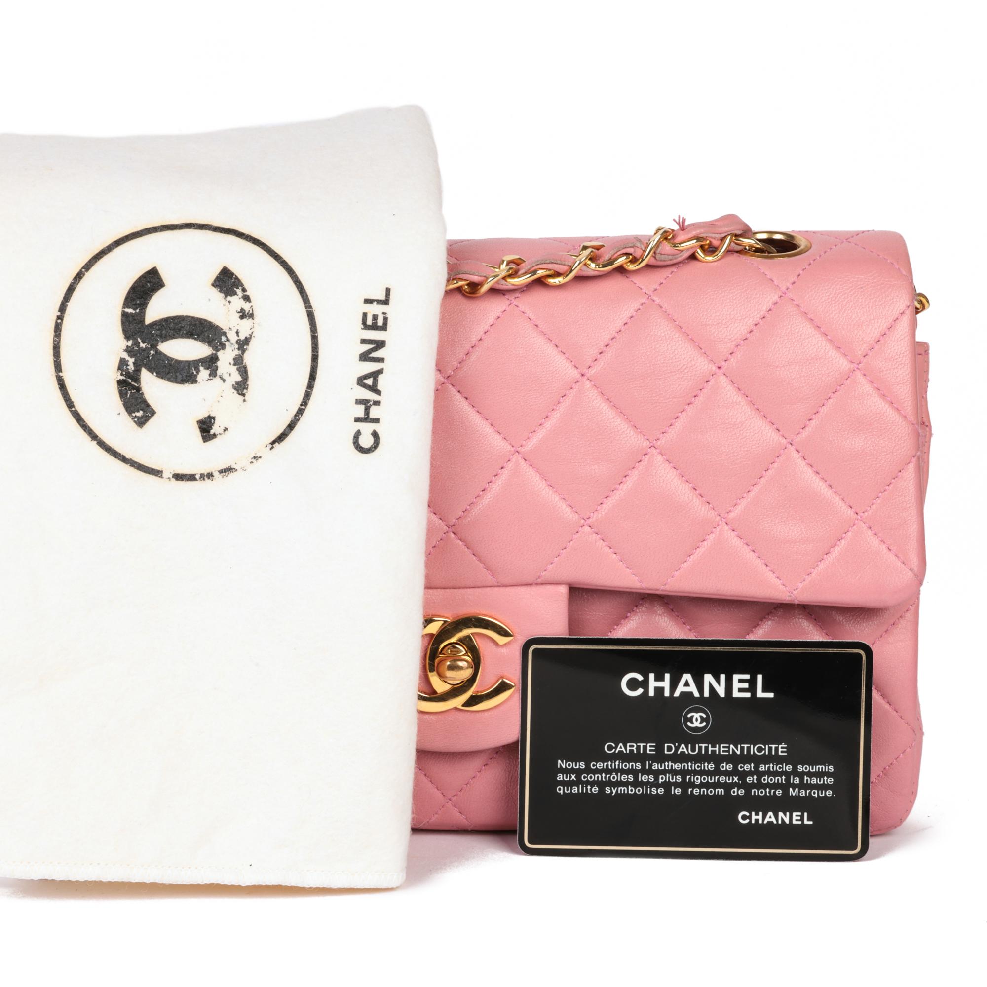 CHANEL Pink Quilted Lambskin Vintage Small Classic Double Flap Bag 6
