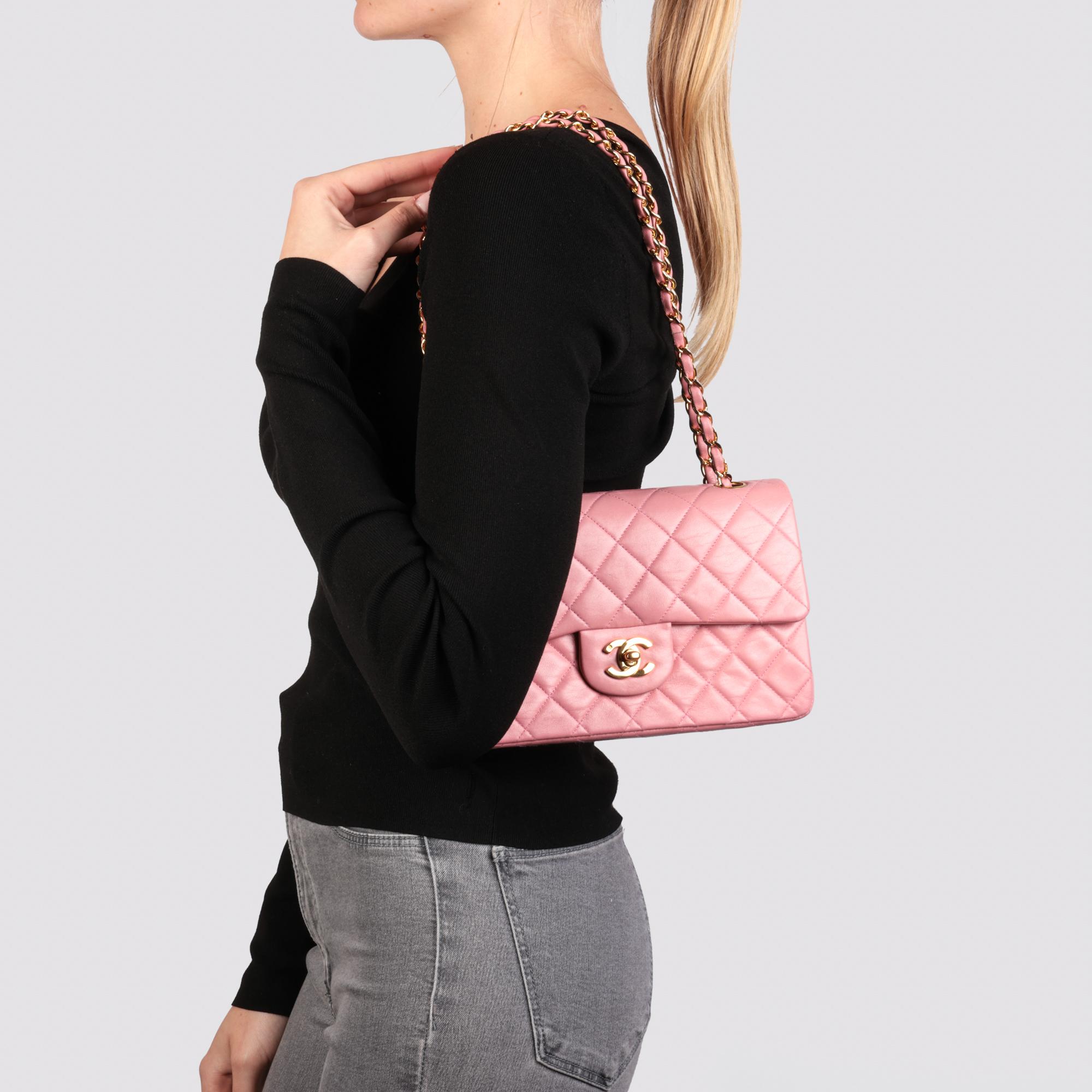 CHANEL Pink Quilted Lambskin Vintage Small Classic Double Flap Bag 7