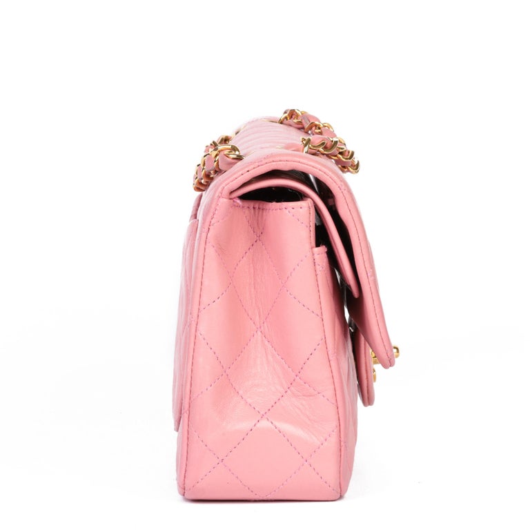 CHANEL Pink Quilted Lambskin Vintage Small Classic Double Flap Bag For ...
