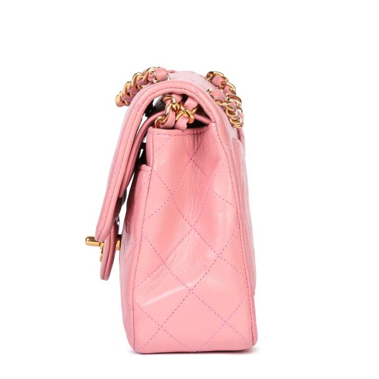 CHANEL Pink Quilted Lambskin Vintage Small Classic Double Flap Bag For ...